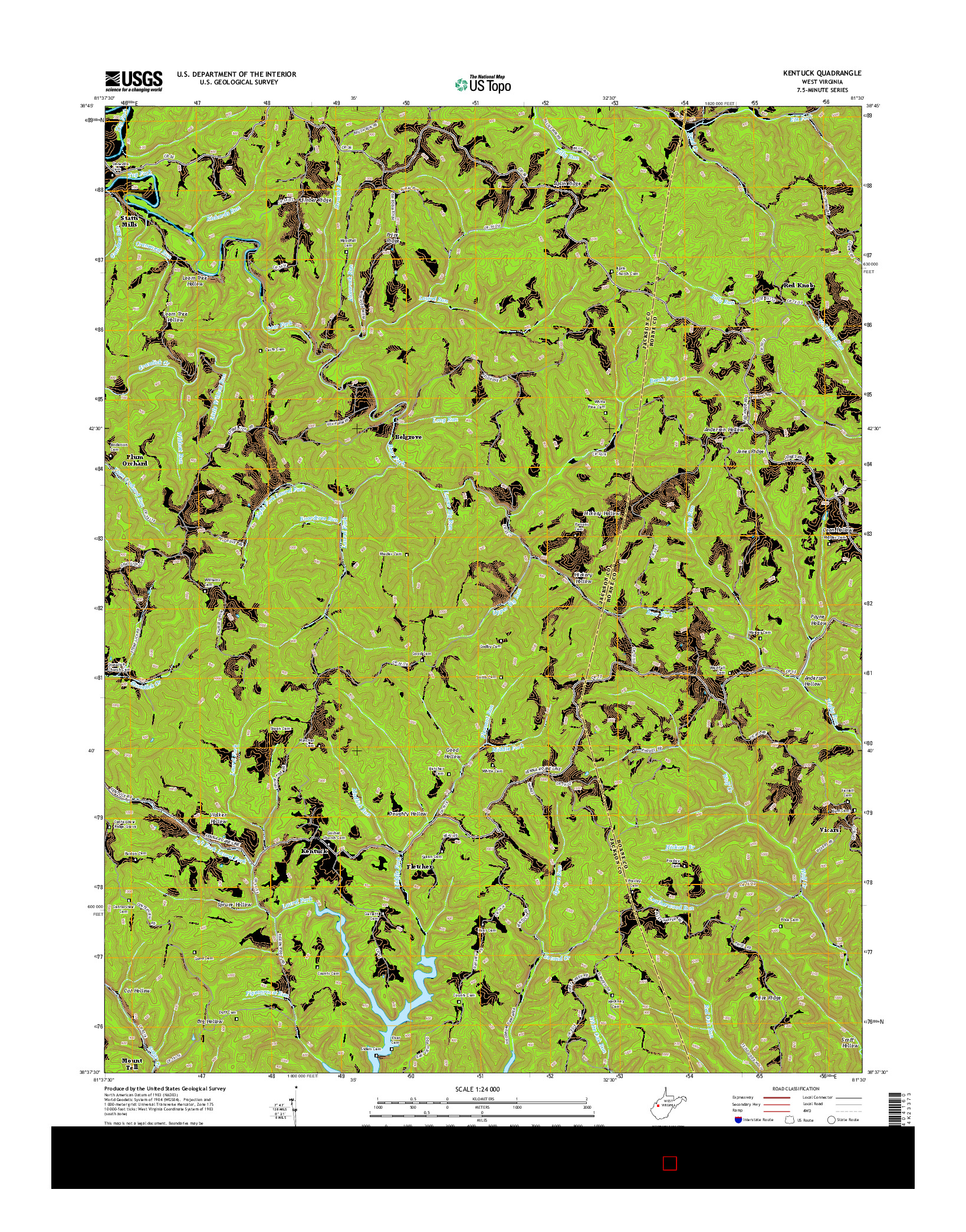 USGS US TOPO 7.5-MINUTE MAP FOR KENTUCK, WV 2014