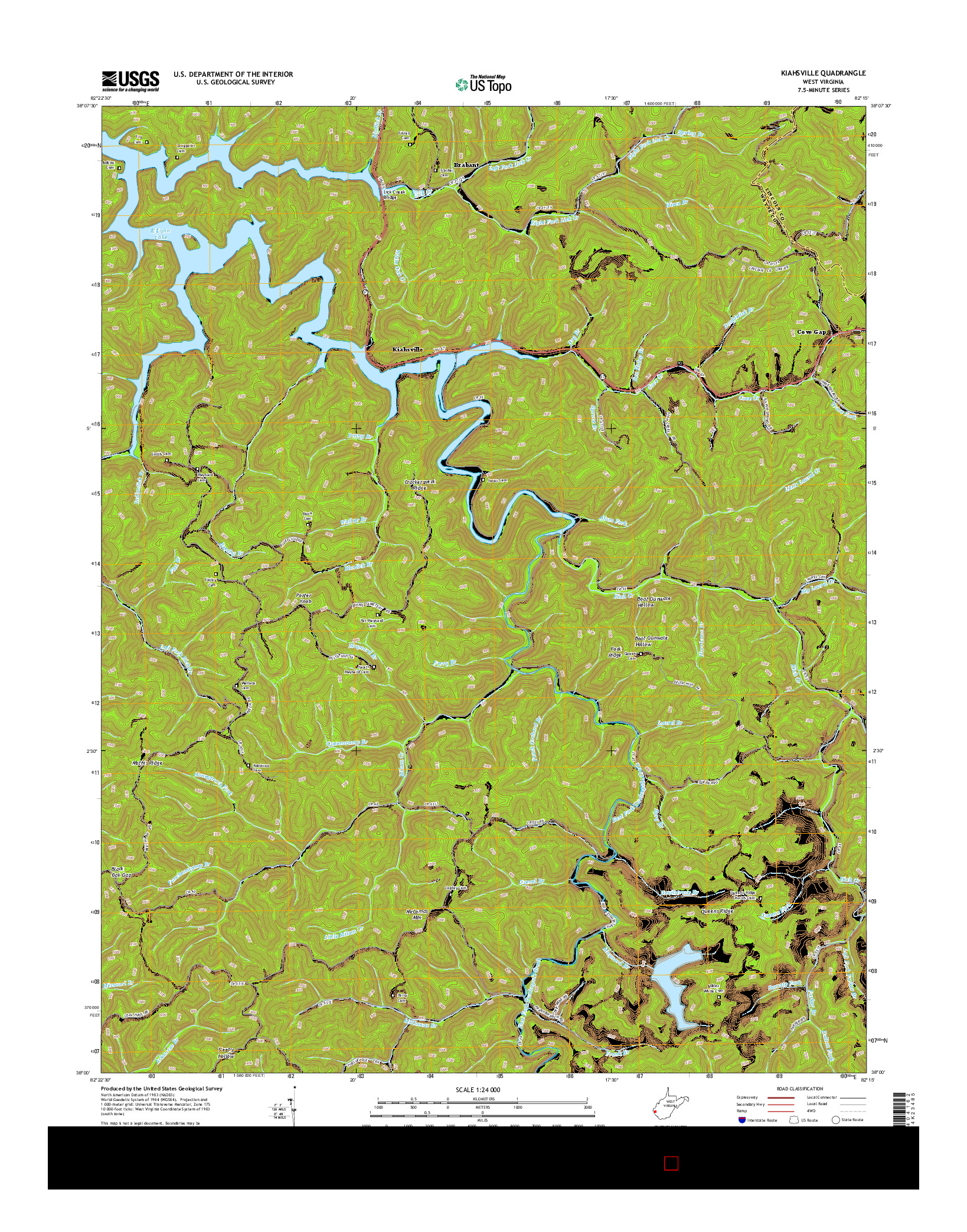 USGS US TOPO 7.5-MINUTE MAP FOR KIAHSVILLE, WV 2014