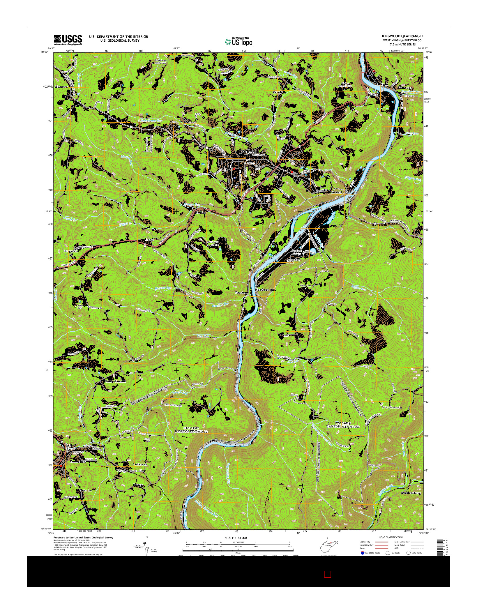 USGS US TOPO 7.5-MINUTE MAP FOR KINGWOOD, WV 2014