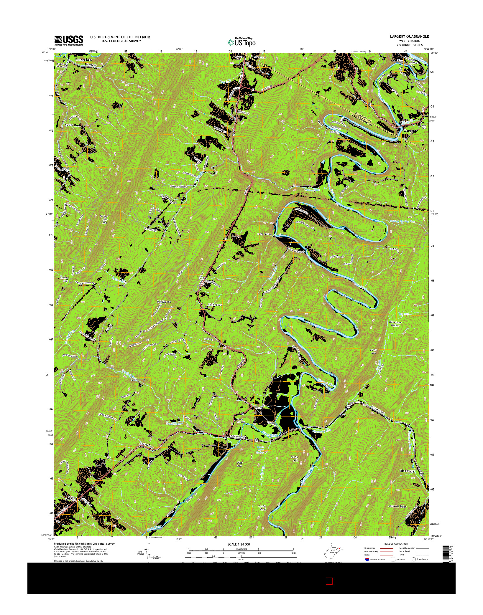 USGS US TOPO 7.5-MINUTE MAP FOR LARGENT, WV 2014