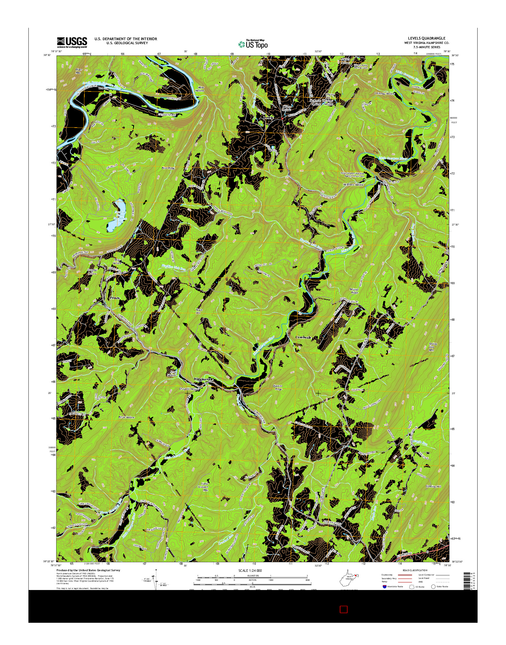 USGS US TOPO 7.5-MINUTE MAP FOR LEVELS, WV 2014