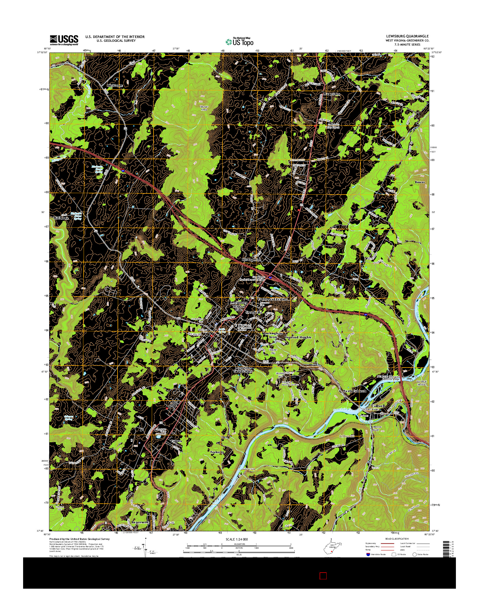 USGS US TOPO 7.5-MINUTE MAP FOR LEWISBURG, WV 2014