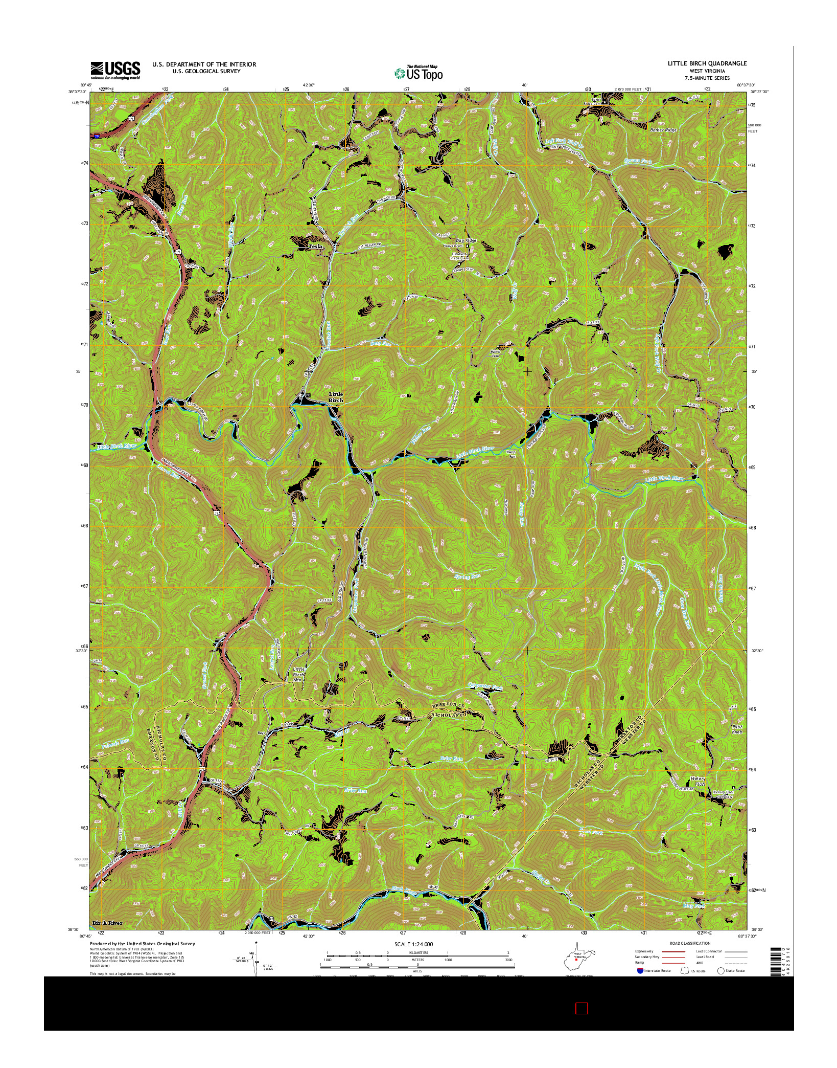 USGS US TOPO 7.5-MINUTE MAP FOR LITTLE BIRCH, WV 2014