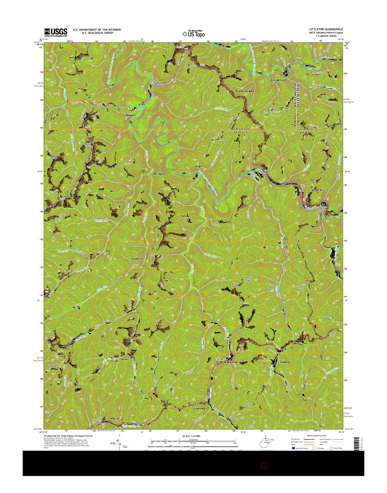 USGS US TOPO 7.5-MINUTE MAP FOR LITTLETON, WV-PA 2014