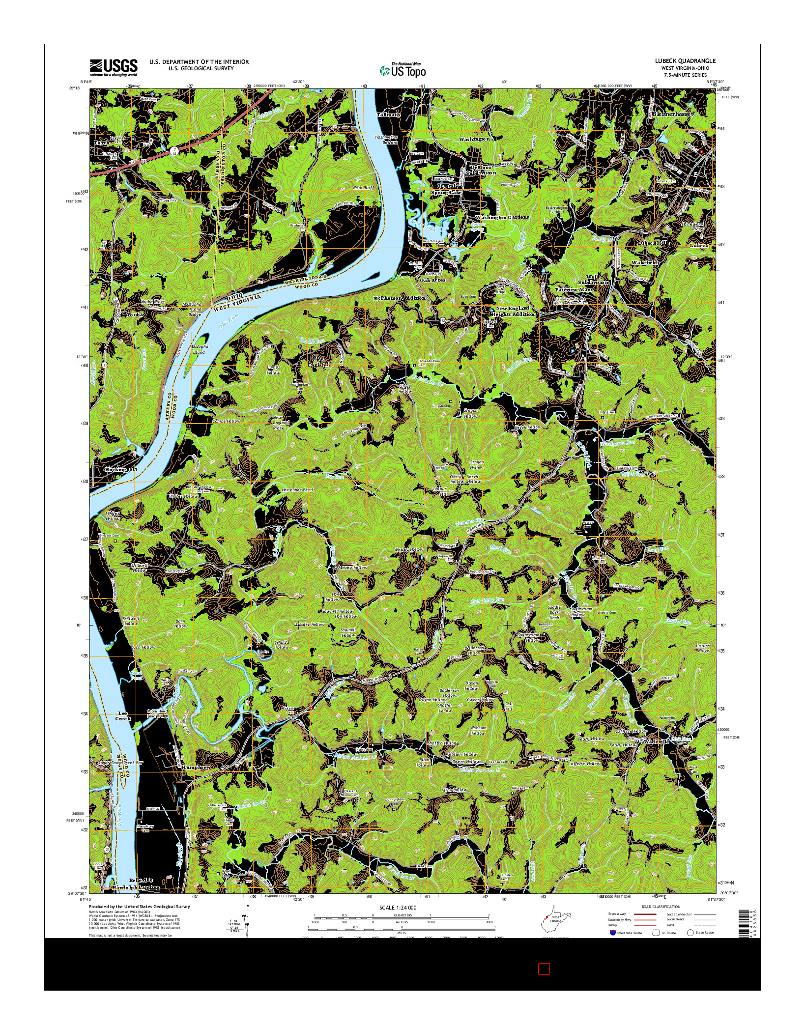 USGS US TOPO 7.5-MINUTE MAP FOR LUBECK, WV-OH 2014