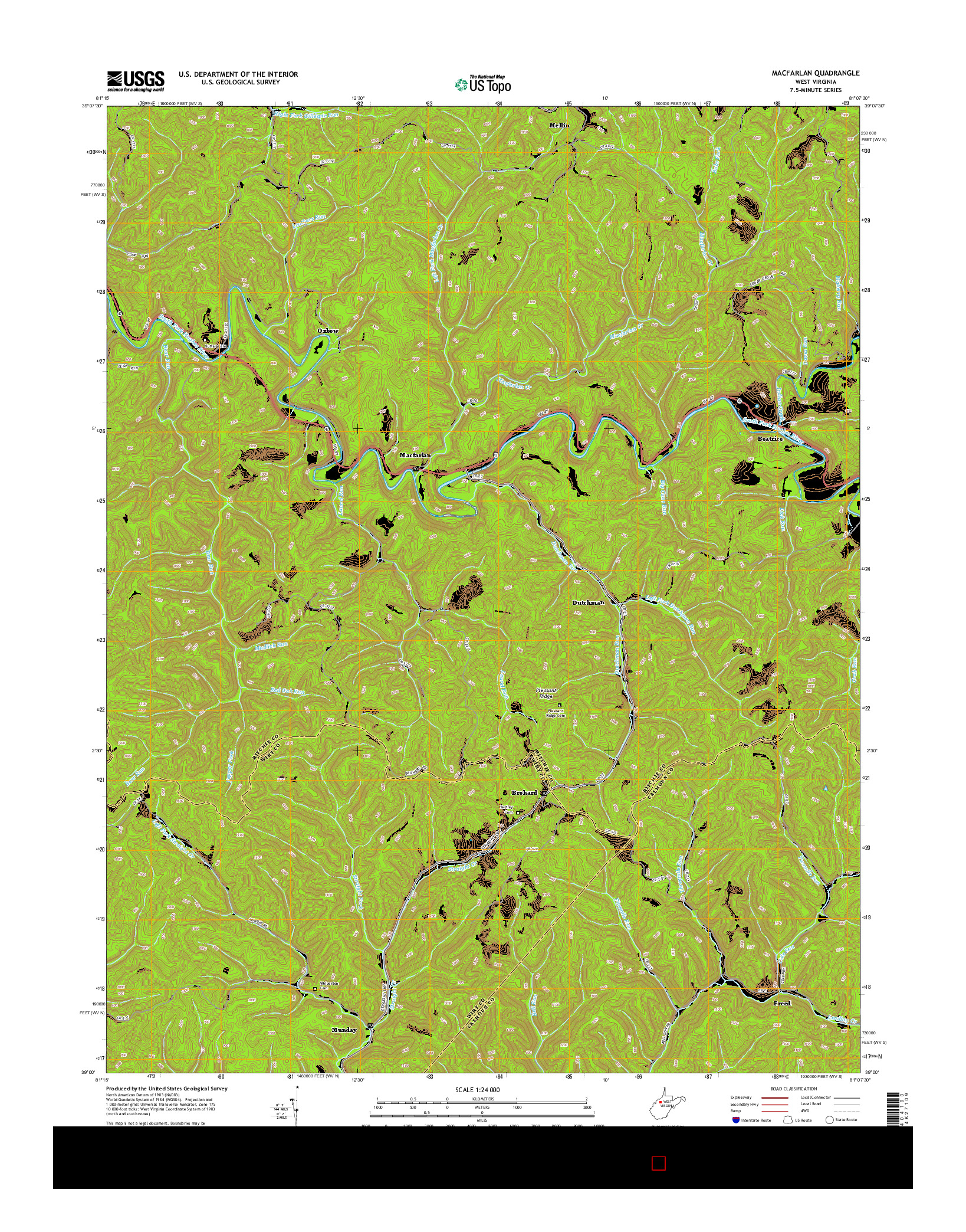 USGS US TOPO 7.5-MINUTE MAP FOR MACFARLAN, WV 2014