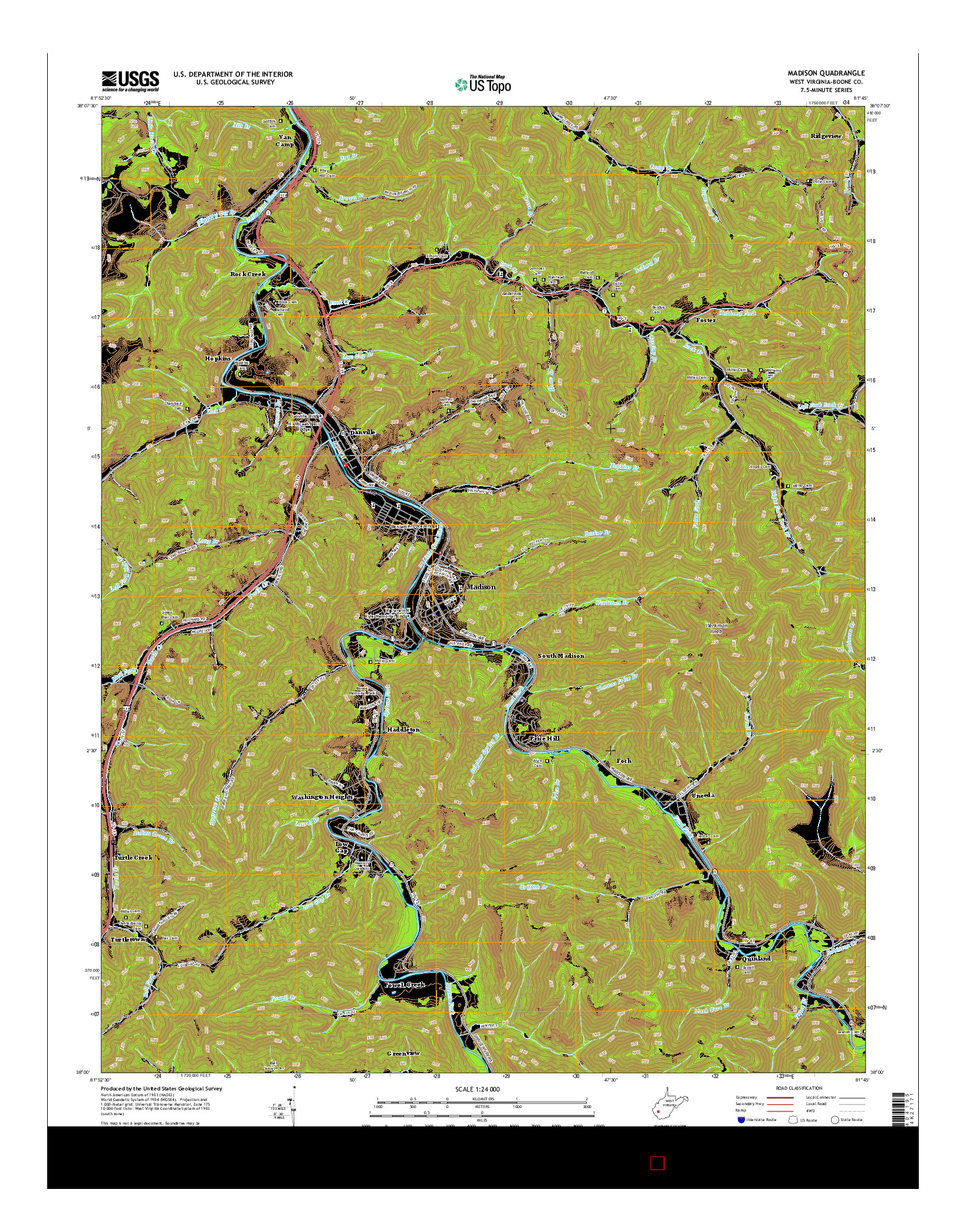 USGS US TOPO 7.5-MINUTE MAP FOR MADISON, WV 2014