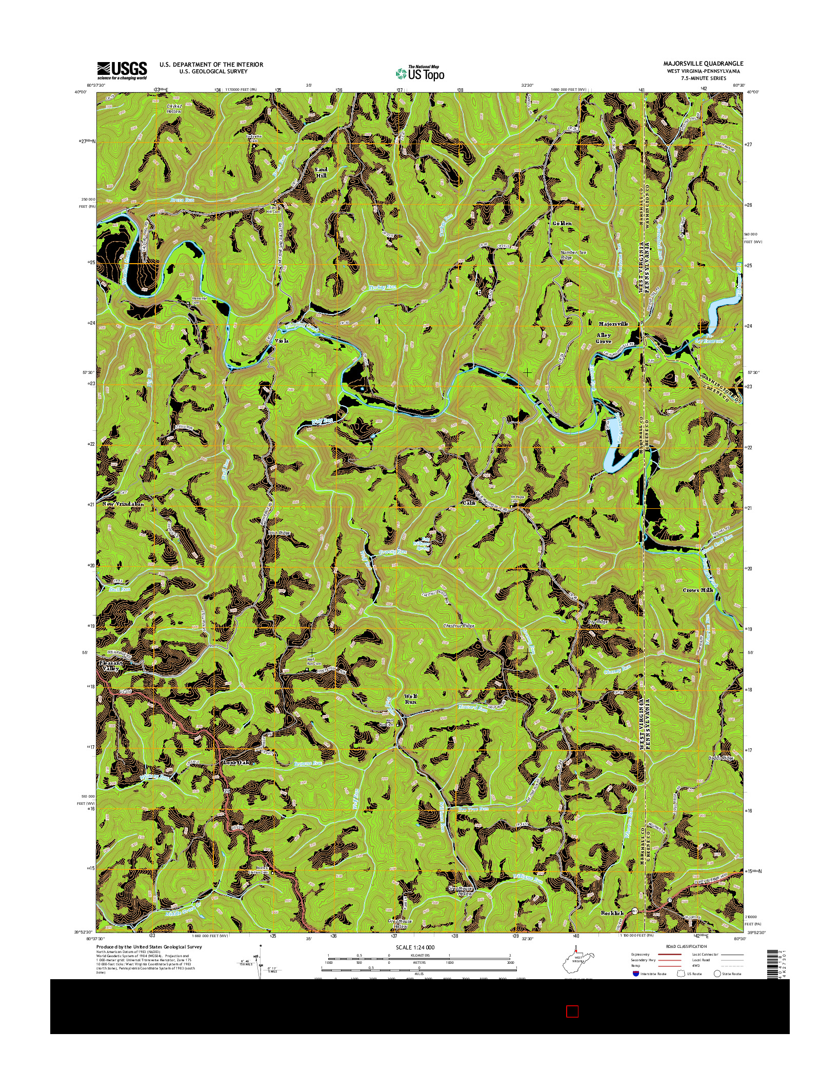 USGS US TOPO 7.5-MINUTE MAP FOR MAJORSVILLE, WV-PA 2014