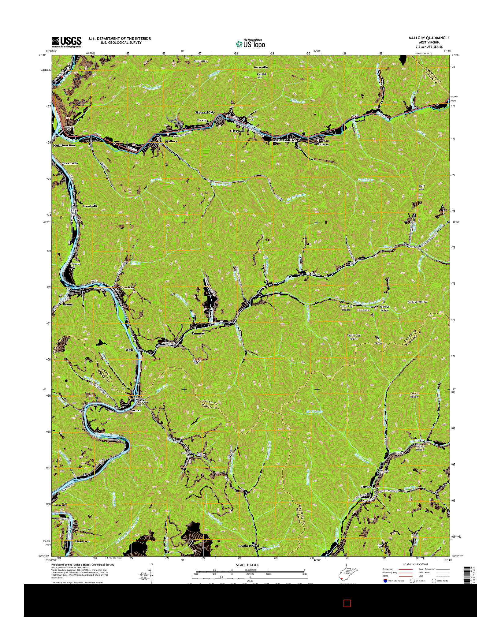 USGS US TOPO 7.5-MINUTE MAP FOR MALLORY, WV 2014