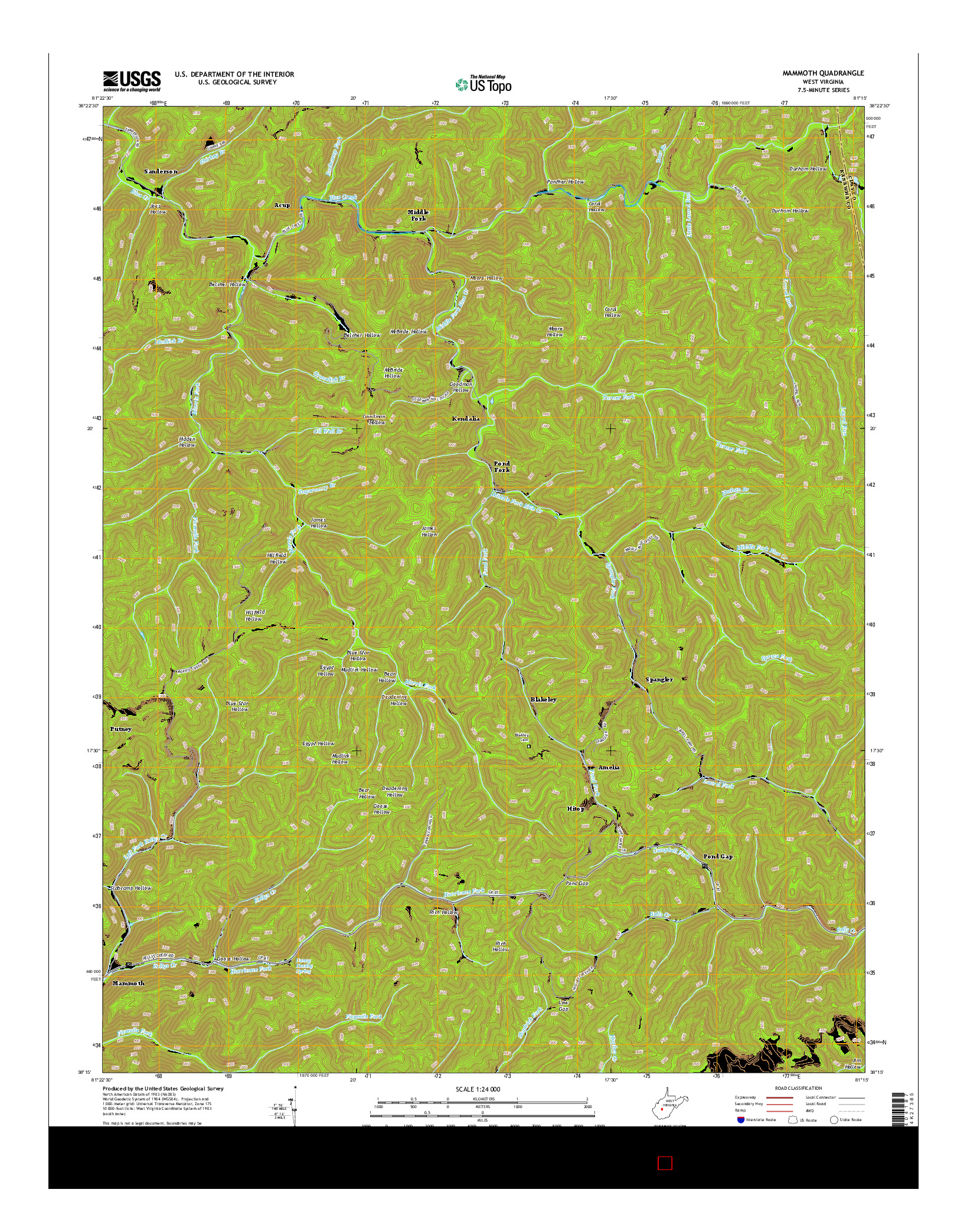 USGS US TOPO 7.5-MINUTE MAP FOR MAMMOTH, WV 2014