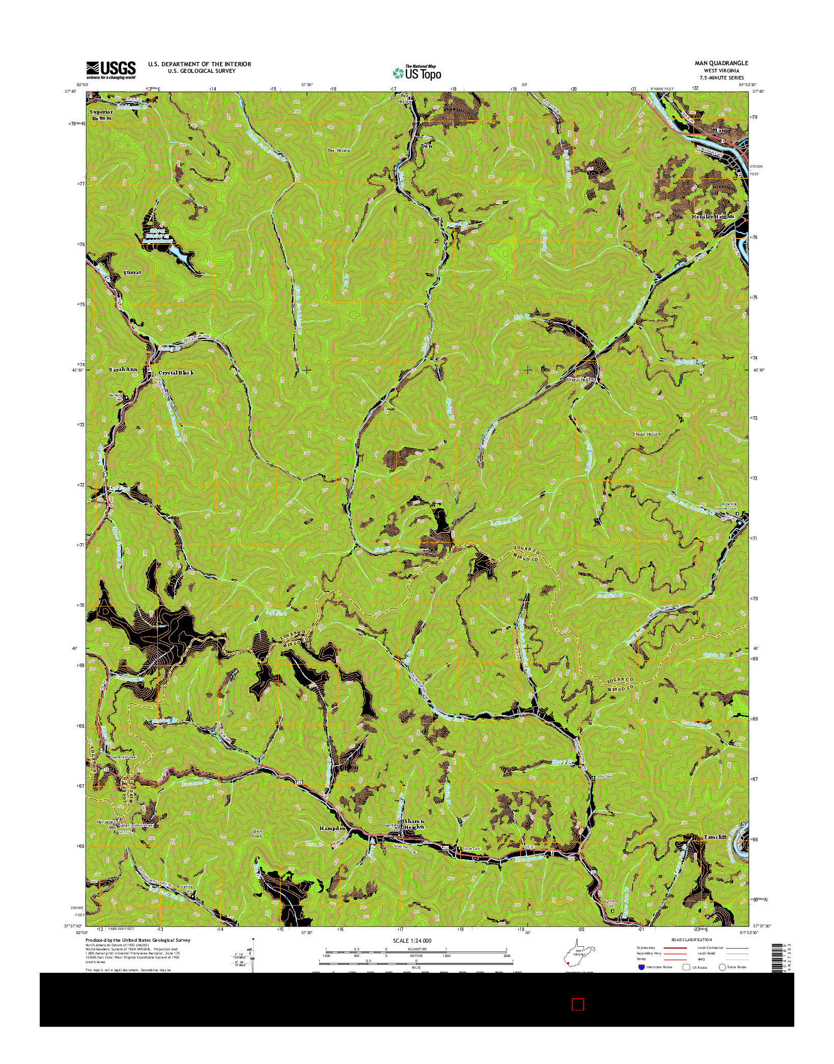 USGS US TOPO 7.5-MINUTE MAP FOR MAN, WV 2014