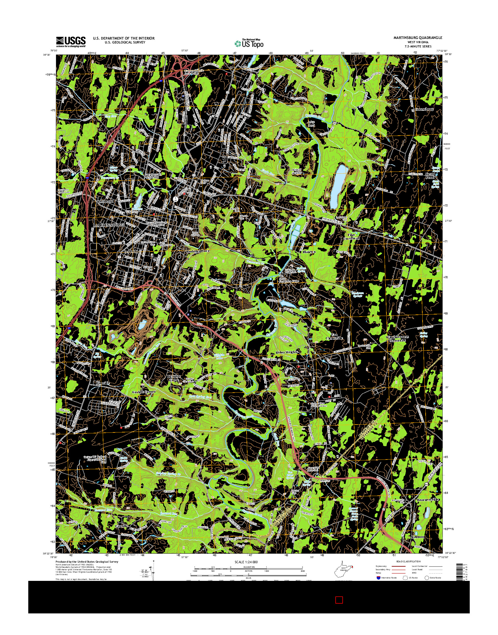 USGS US TOPO 7.5-MINUTE MAP FOR MARTINSBURG, WV 2014