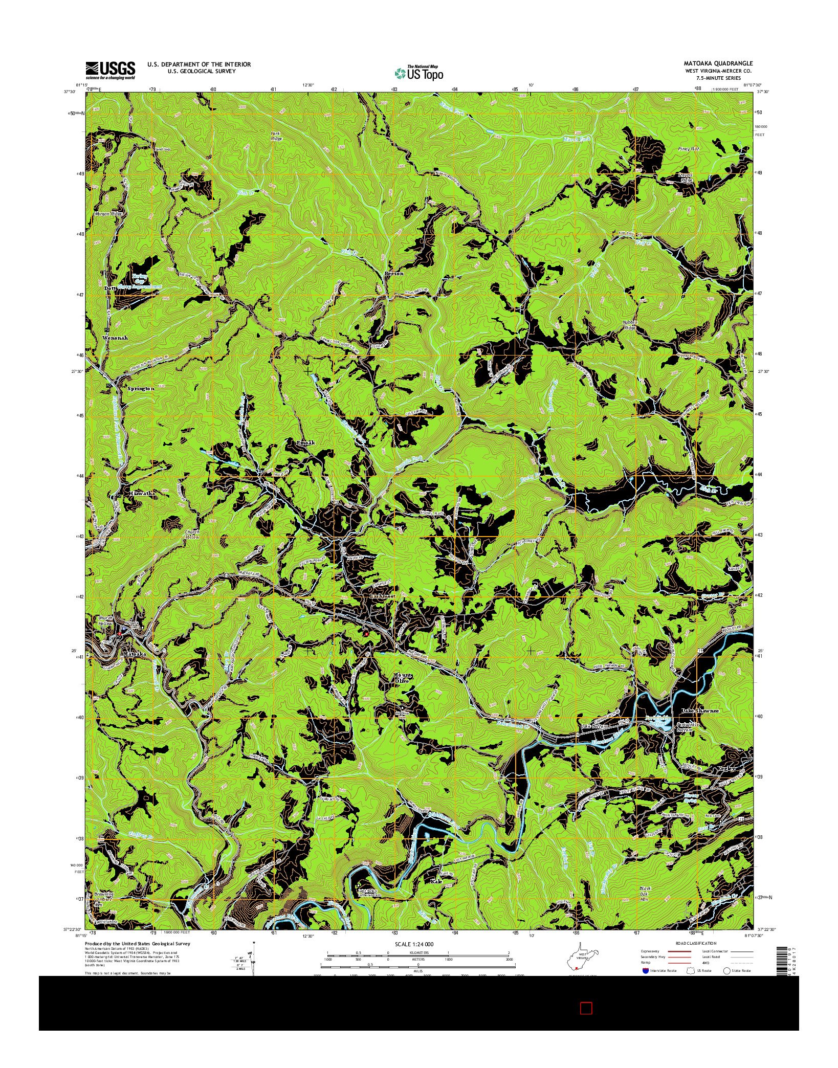 USGS US TOPO 7.5-MINUTE MAP FOR MATOAKA, WV 2014