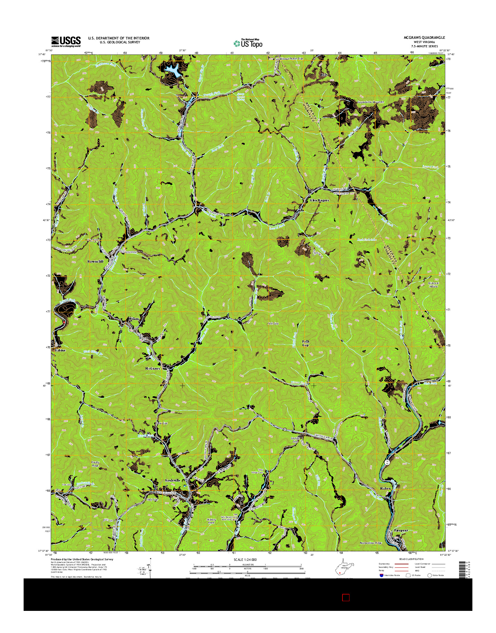 USGS US TOPO 7.5-MINUTE MAP FOR MCGRAWS, WV 2014