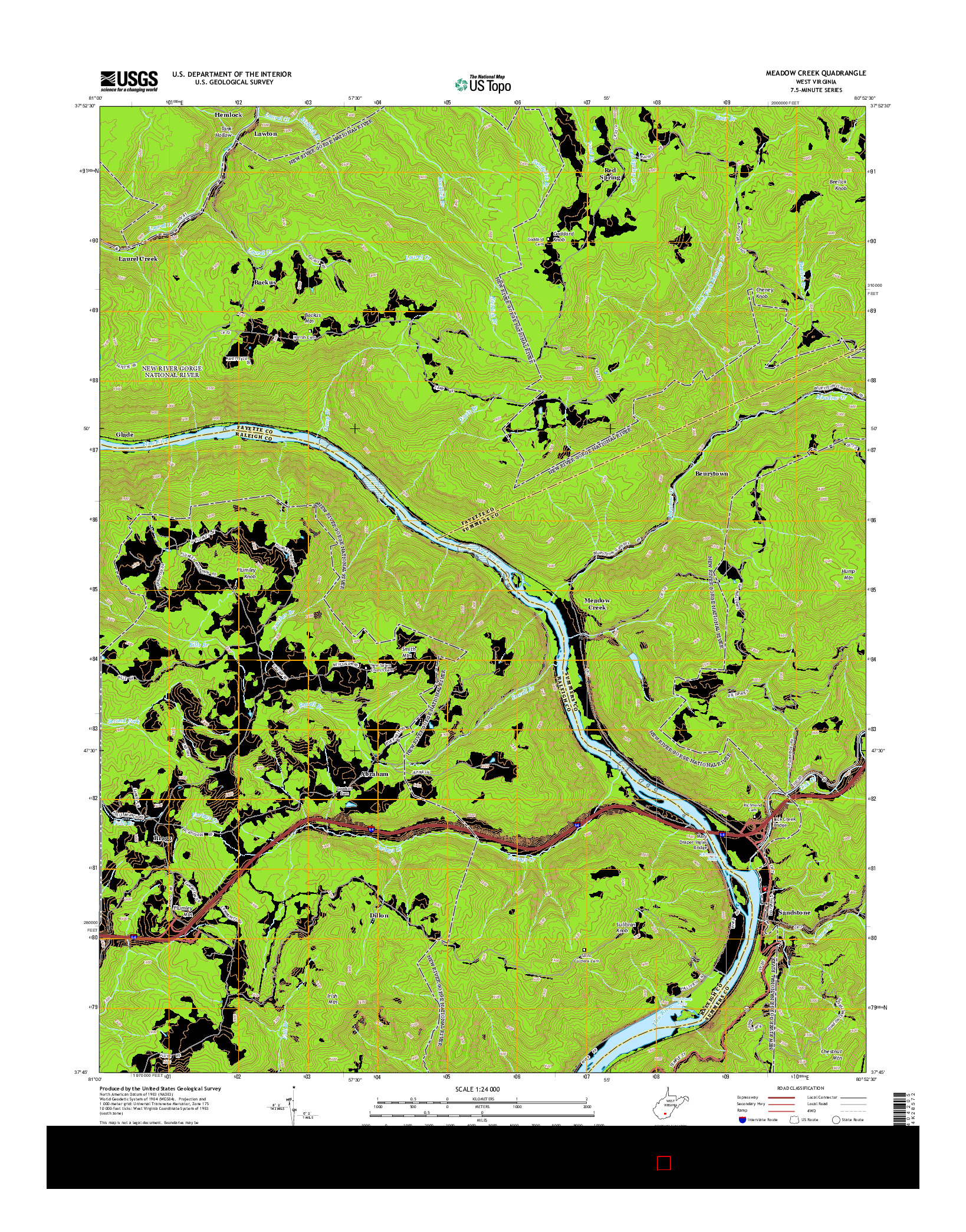 USGS US TOPO 7.5-MINUTE MAP FOR MEADOW CREEK, WV 2014