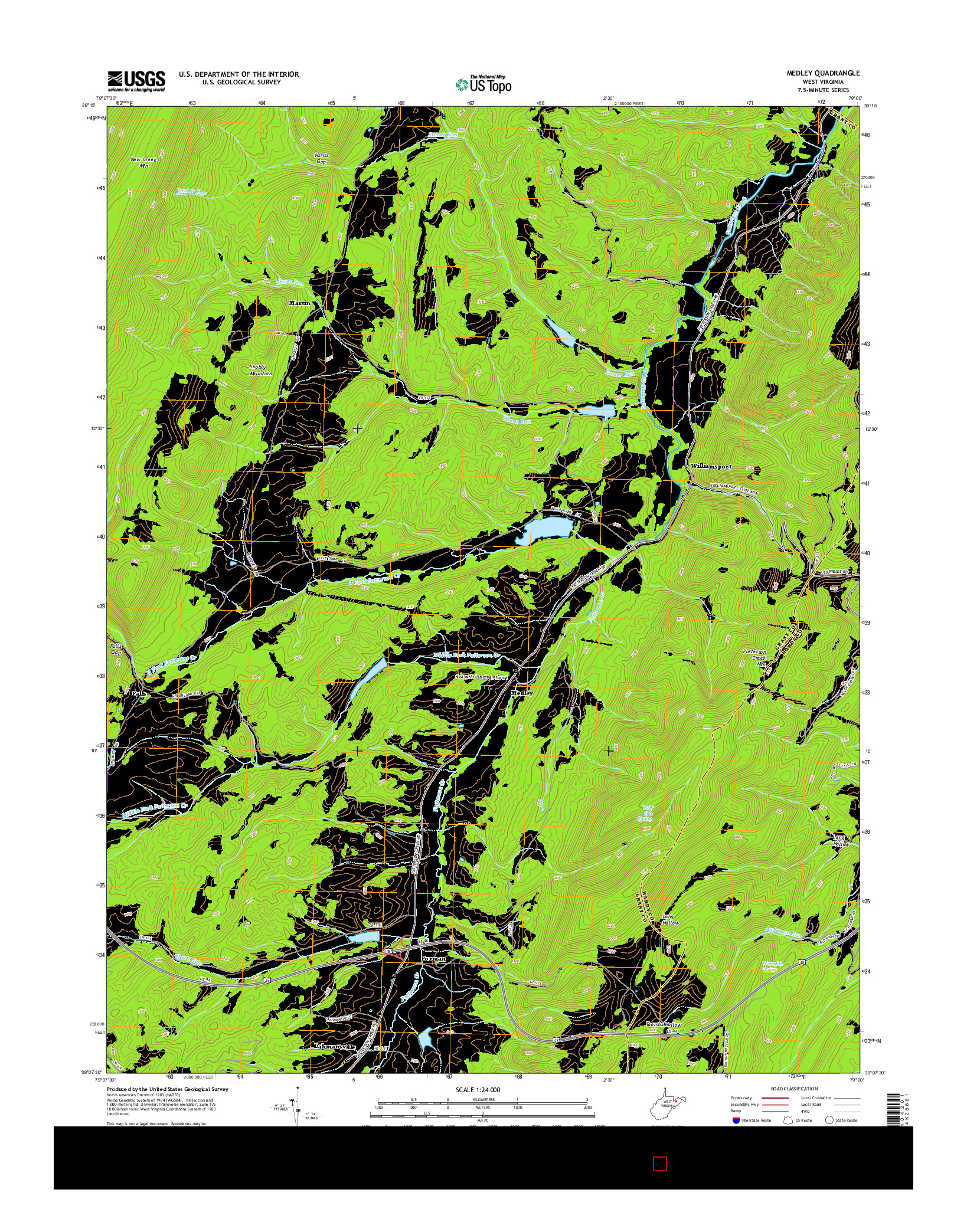 USGS US TOPO 7.5-MINUTE MAP FOR MEDLEY, WV 2014