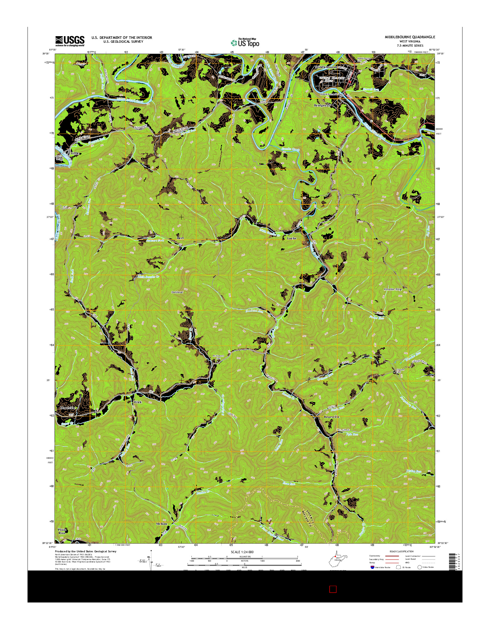 USGS US TOPO 7.5-MINUTE MAP FOR MIDDLEBOURNE, WV 2014