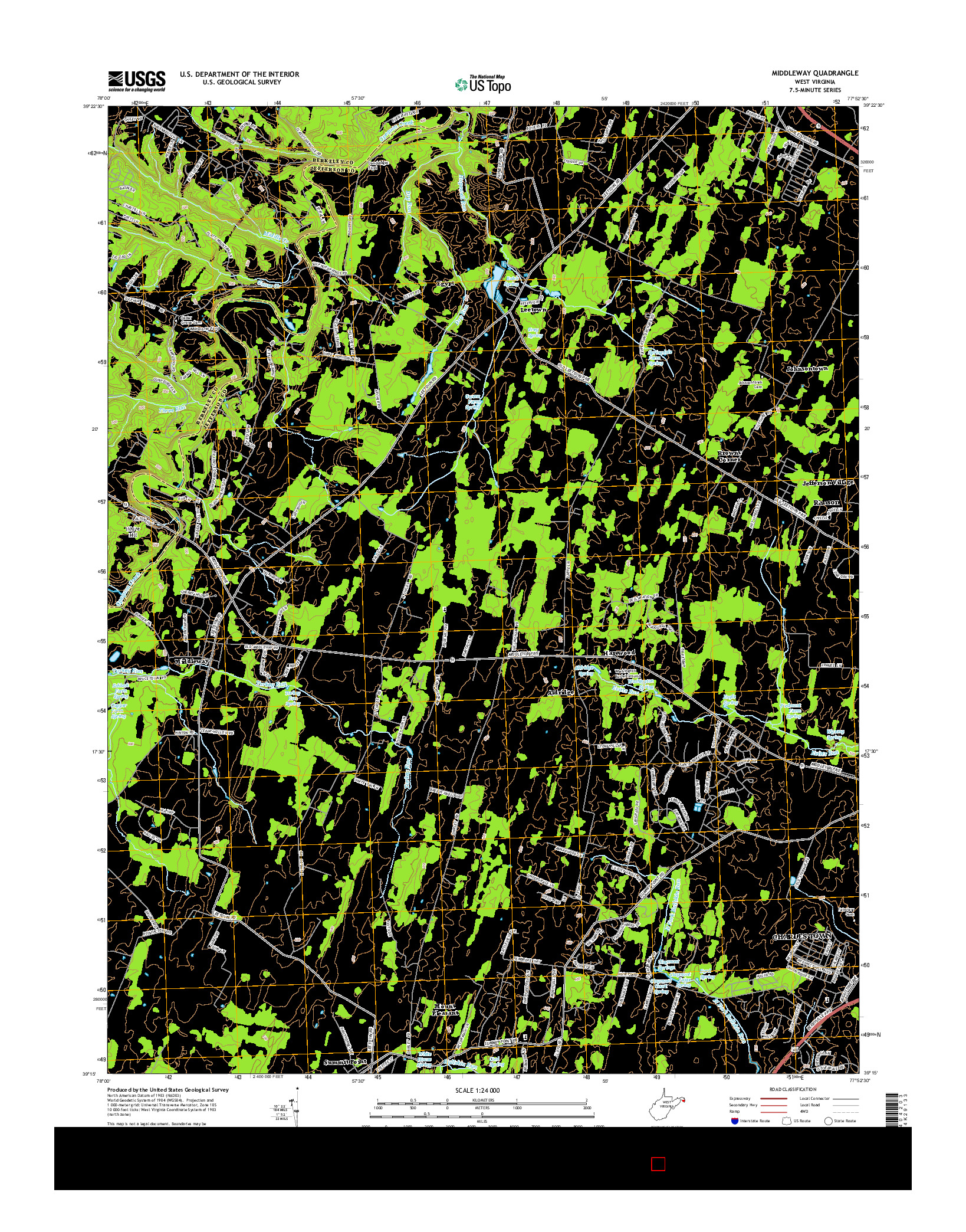 USGS US TOPO 7.5-MINUTE MAP FOR MIDDLEWAY, WV 2014