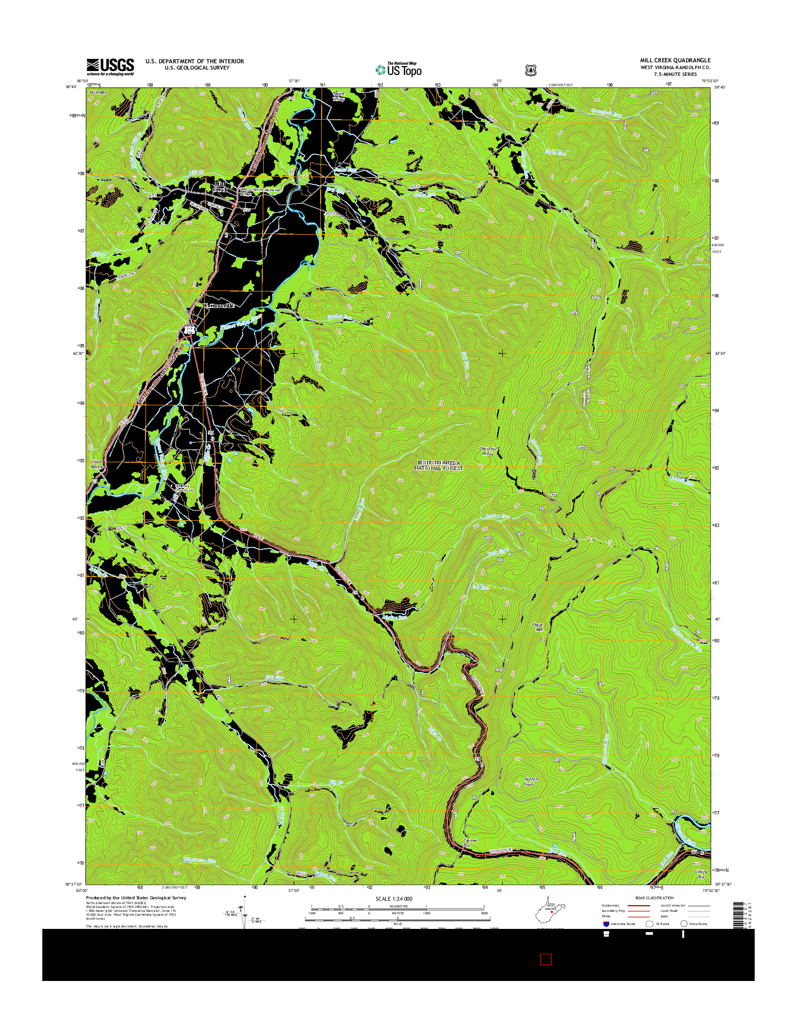USGS US TOPO 7.5-MINUTE MAP FOR MILL CREEK, WV 2014