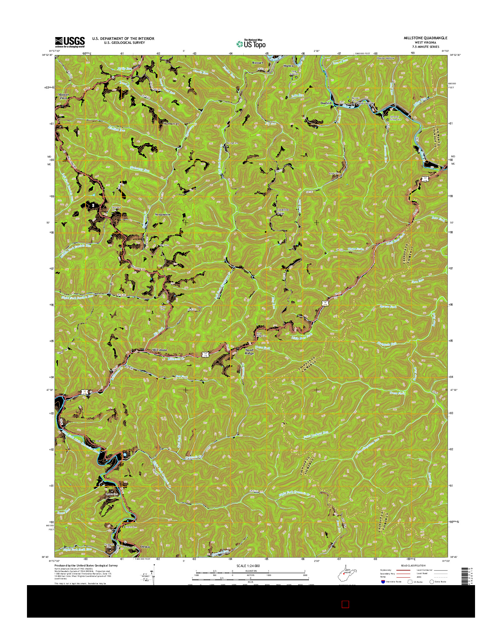 USGS US TOPO 7.5-MINUTE MAP FOR MILLSTONE, WV 2014