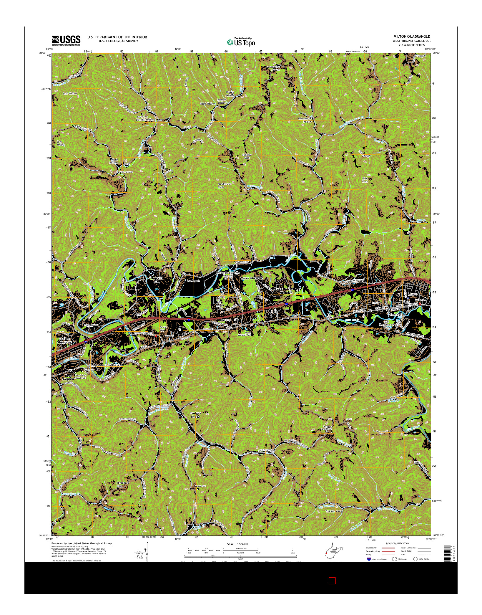 USGS US TOPO 7.5-MINUTE MAP FOR MILTON, WV 2014