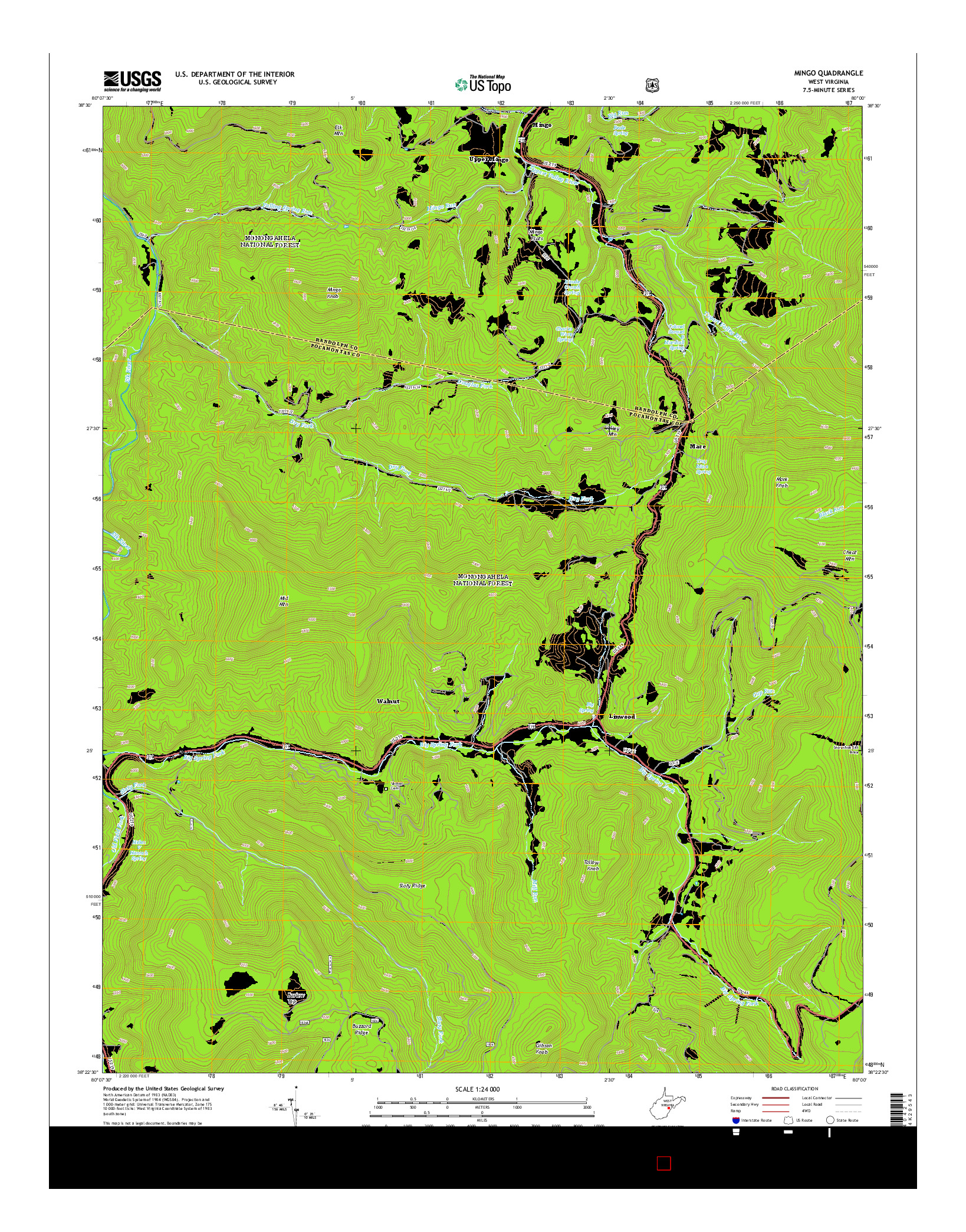 USGS US TOPO 7.5-MINUTE MAP FOR MINGO, WV 2014