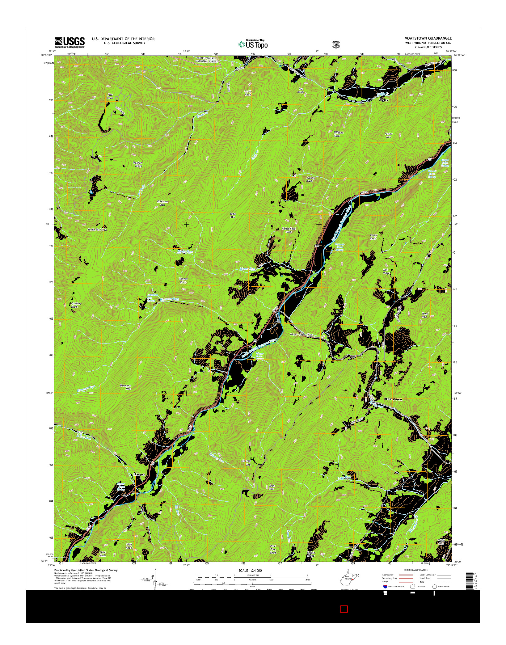 USGS US TOPO 7.5-MINUTE MAP FOR MOATSTOWN, WV 2014