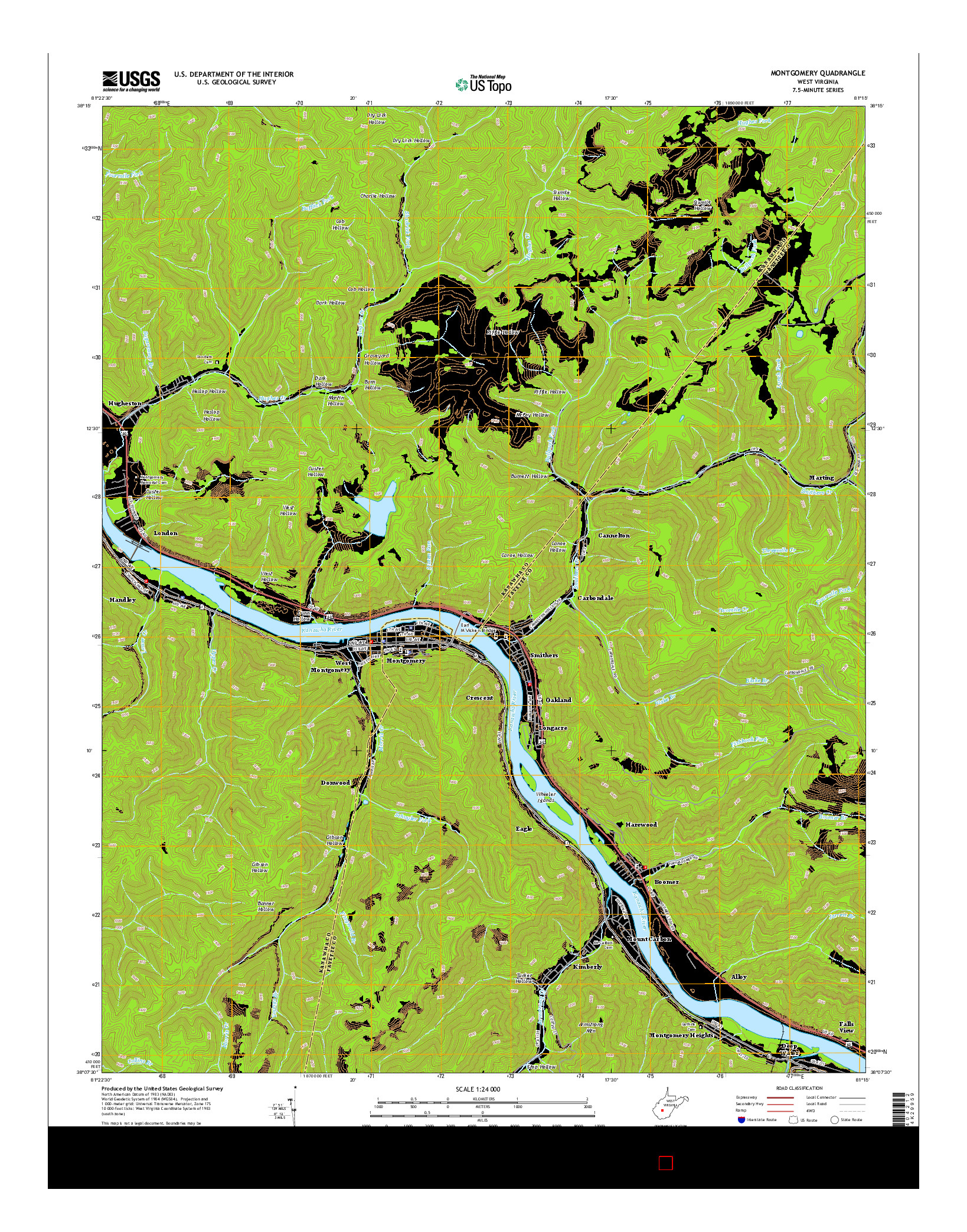 USGS US TOPO 7.5-MINUTE MAP FOR MONTGOMERY, WV 2014