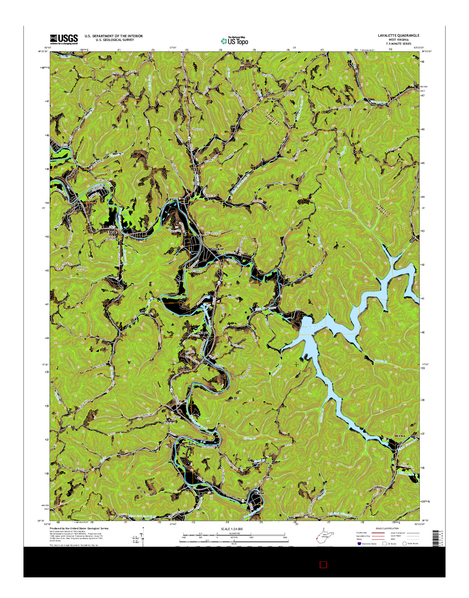 USGS US TOPO 7.5-MINUTE MAP FOR LAVALETTE, WV 2014