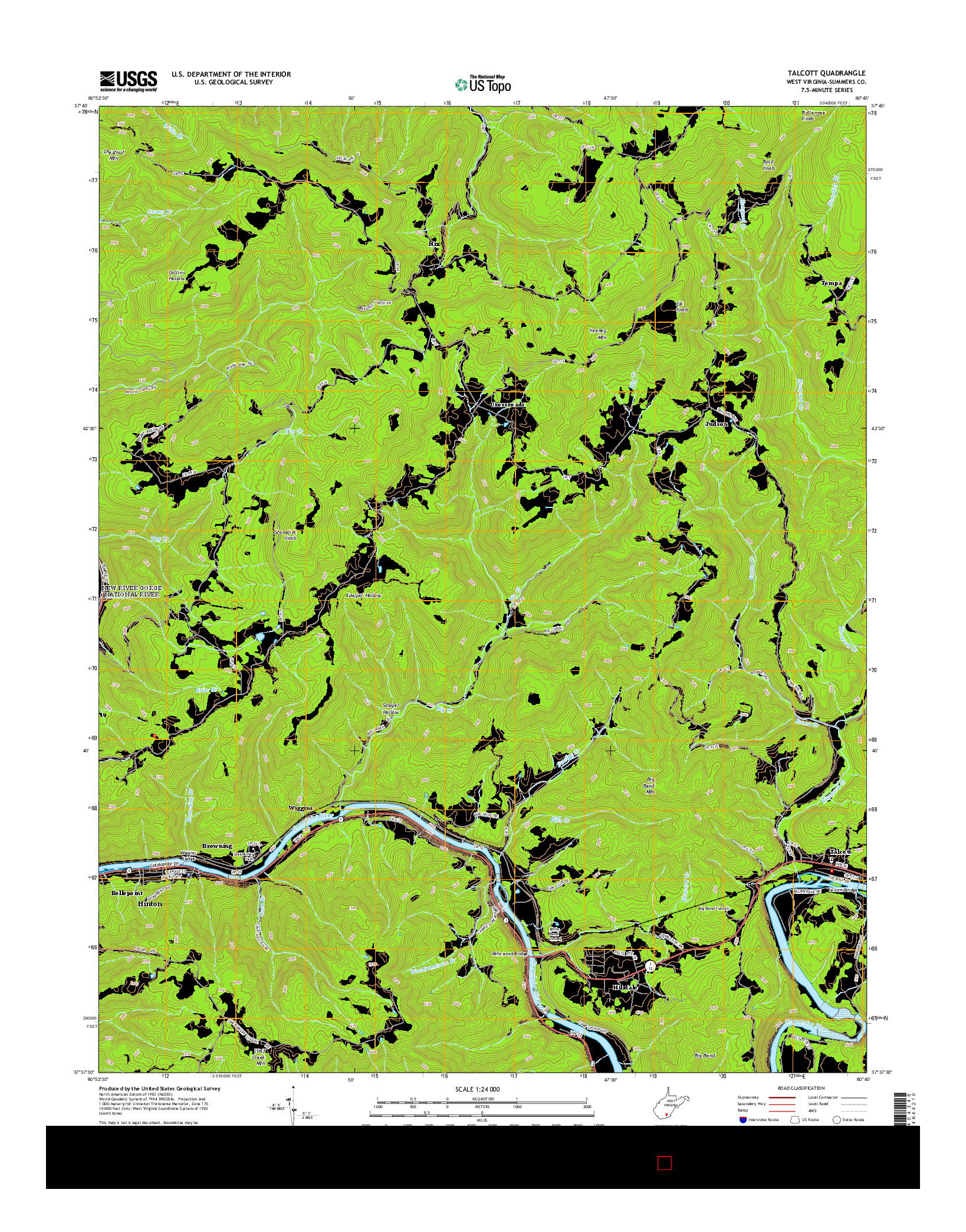 USGS US TOPO 7.5-MINUTE MAP FOR TALCOTT, WV 2014