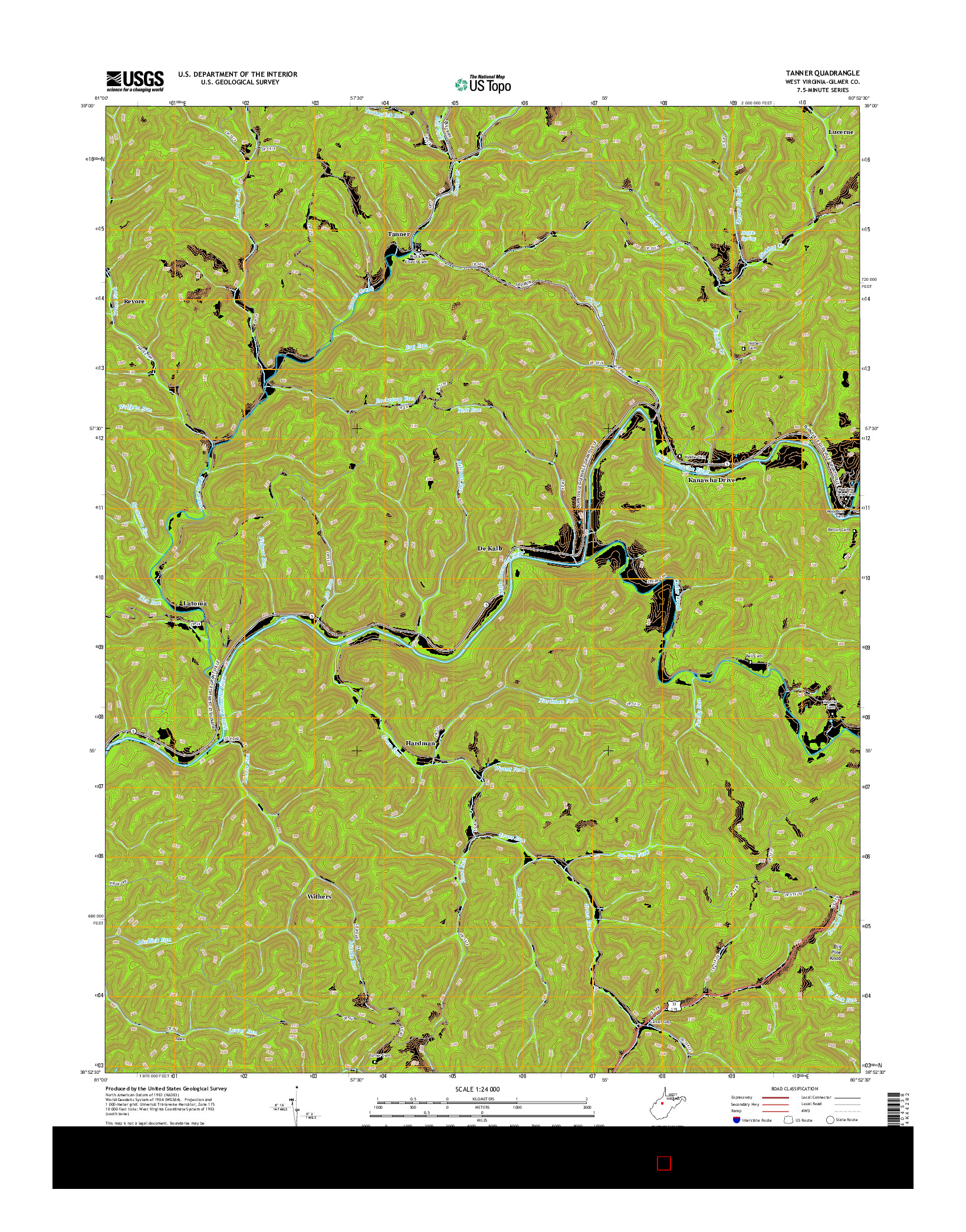 USGS US TOPO 7.5-MINUTE MAP FOR TANNER, WV 2014