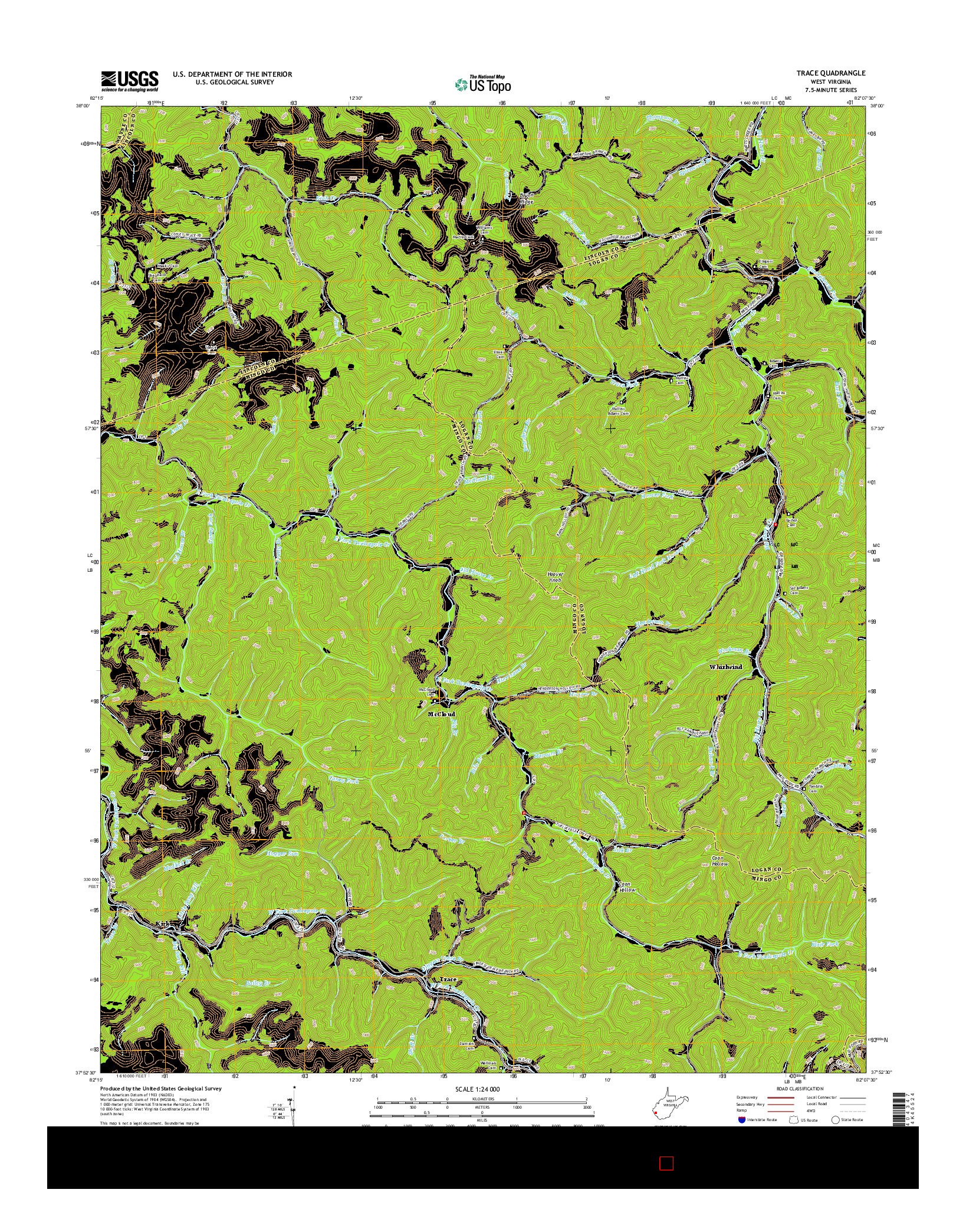 USGS US TOPO 7.5-MINUTE MAP FOR TRACE, WV 2014