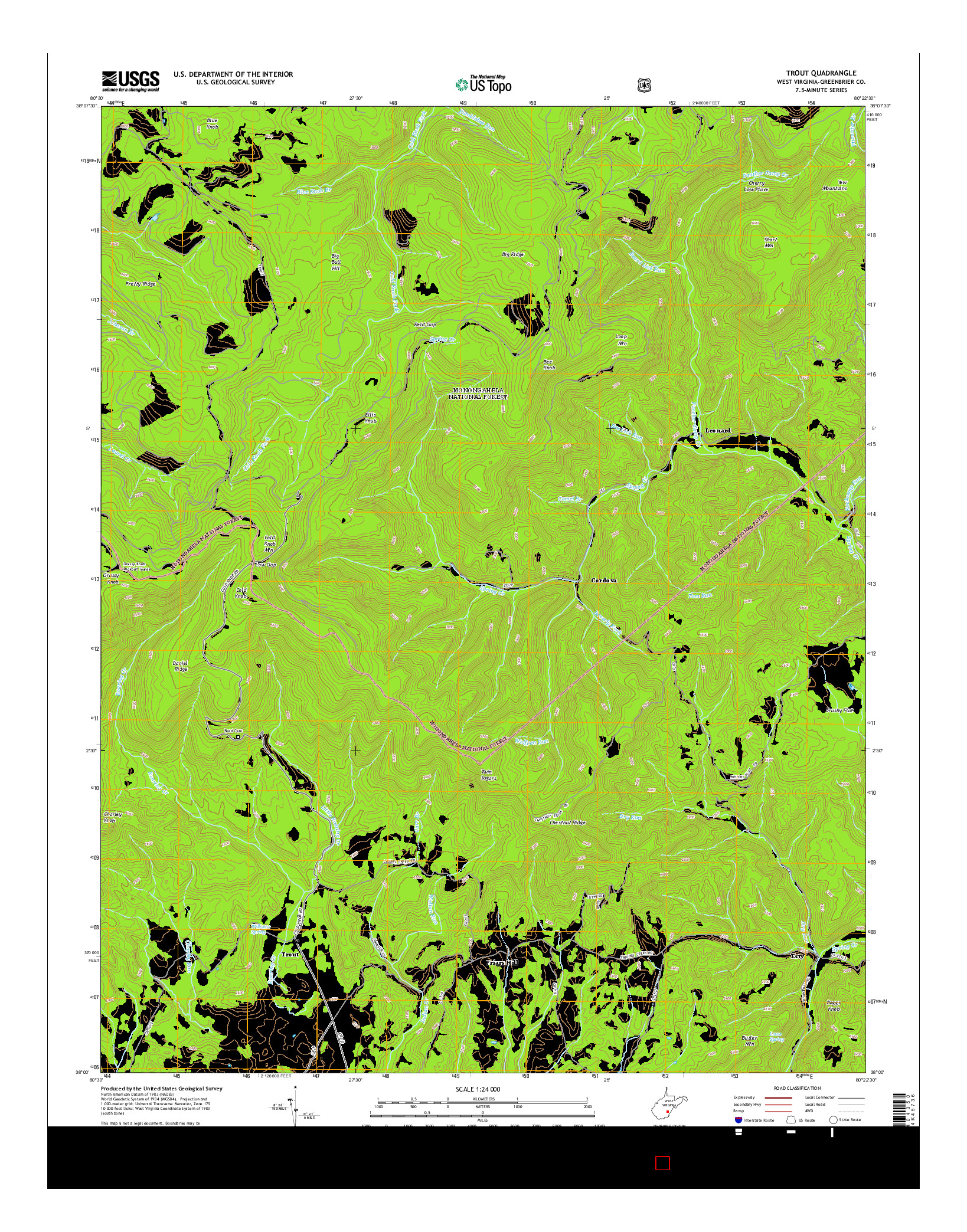 USGS US TOPO 7.5-MINUTE MAP FOR TROUT, WV 2014