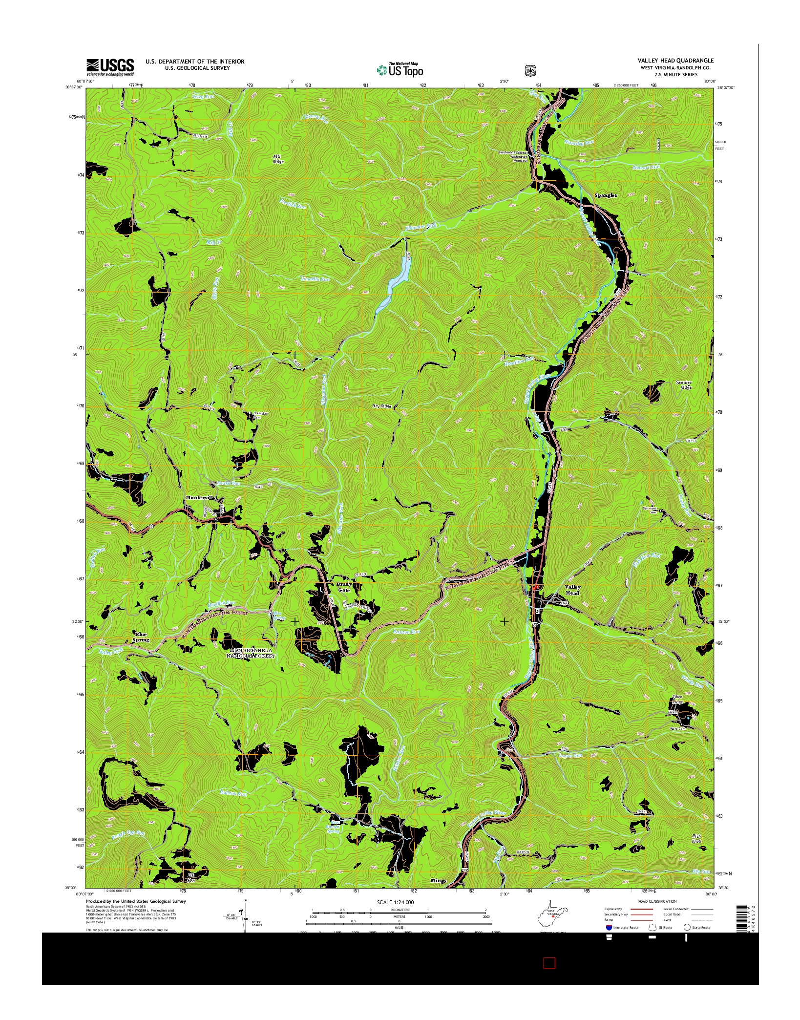 USGS US TOPO 7.5-MINUTE MAP FOR VALLEY HEAD, WV 2014