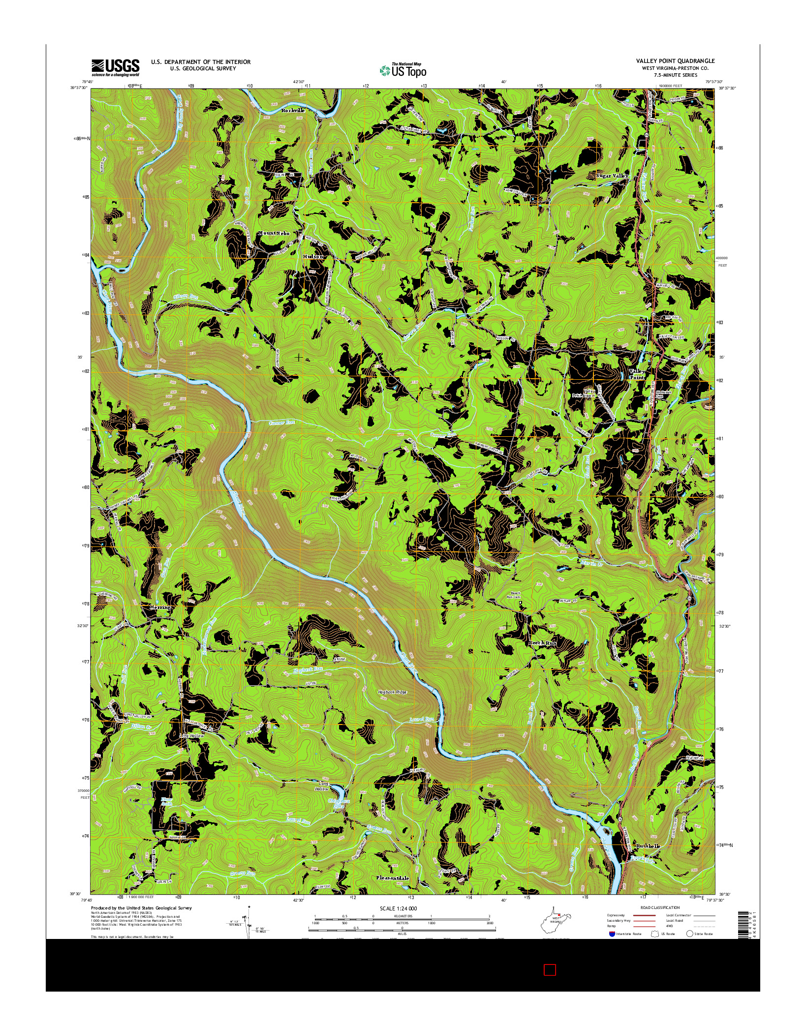 USGS US TOPO 7.5-MINUTE MAP FOR VALLEY POINT, WV 2014