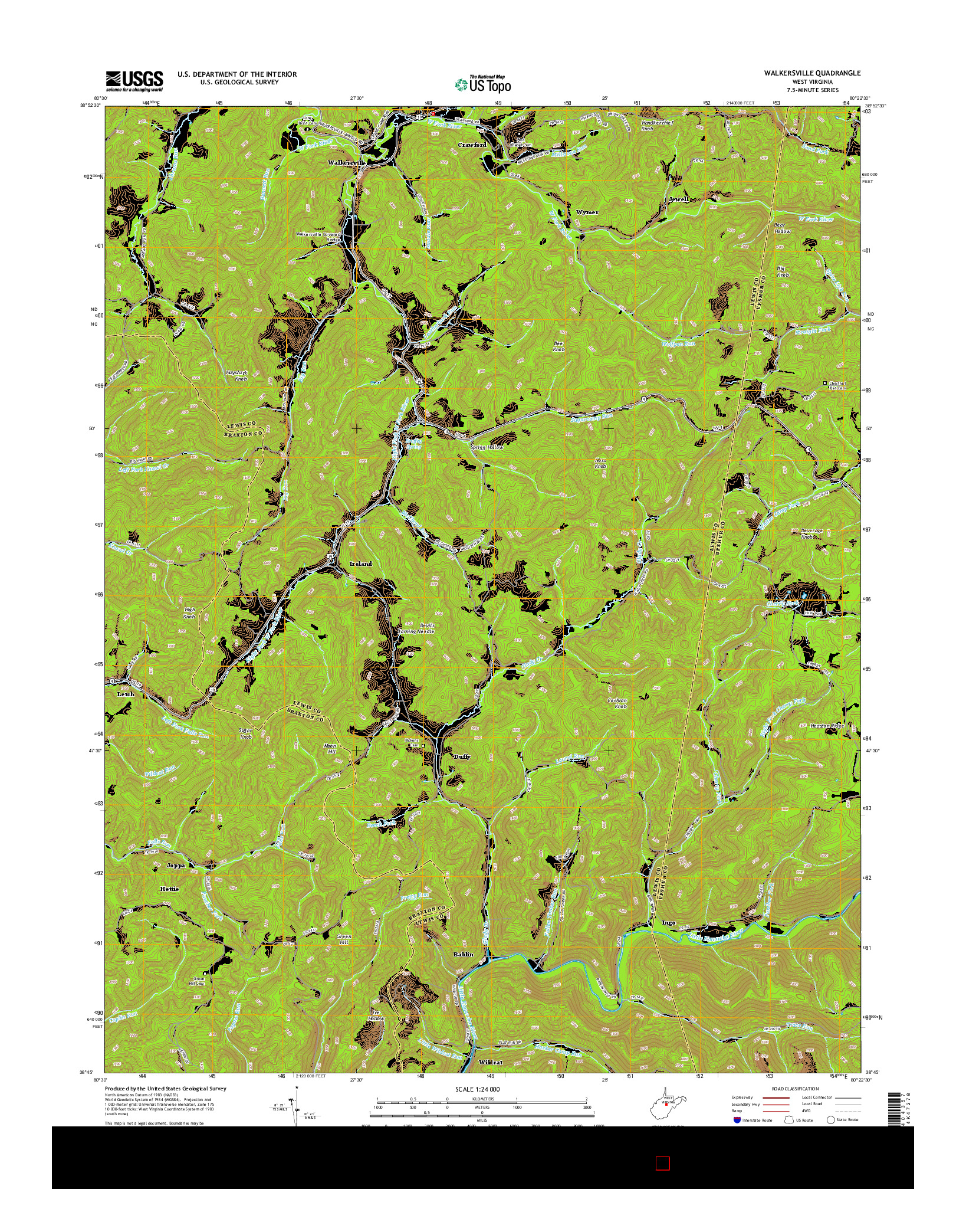 USGS US TOPO 7.5-MINUTE MAP FOR WALKERSVILLE, WV 2014