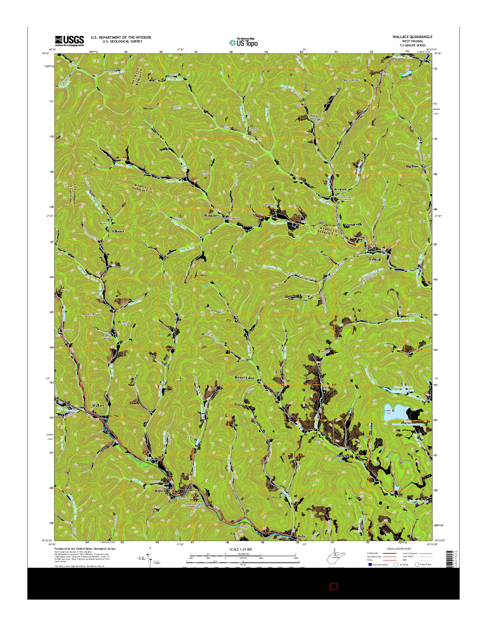 USGS US TOPO 7.5-MINUTE MAP FOR WALLACE, WV 2014