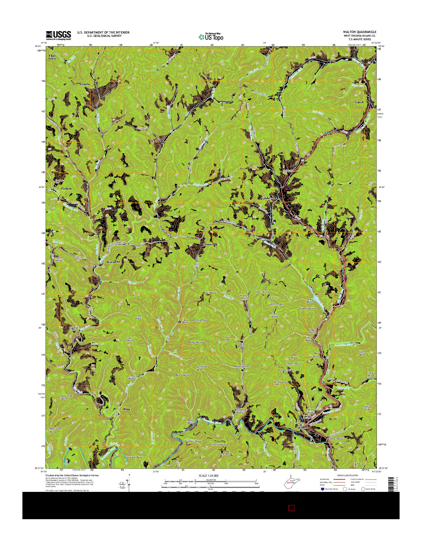 USGS US TOPO 7.5-MINUTE MAP FOR WALTON, WV 2014