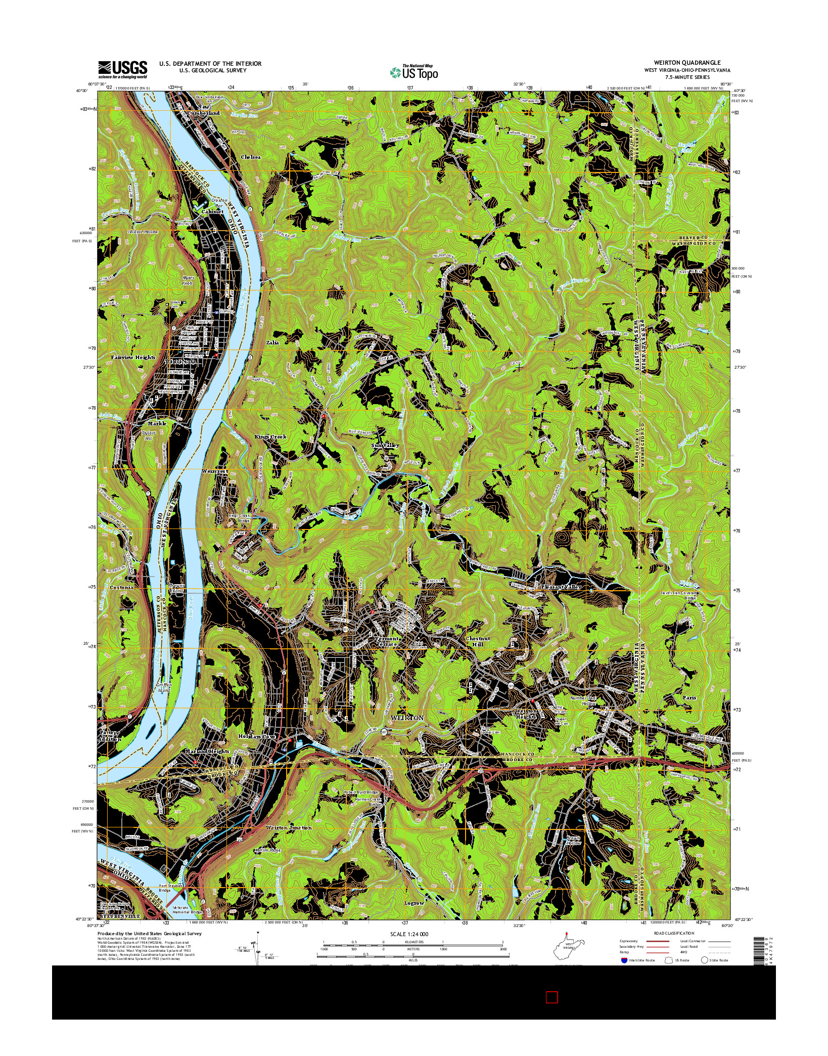 USGS US TOPO 7.5-MINUTE MAP FOR WEIRTON, WV-OH-PA 2014