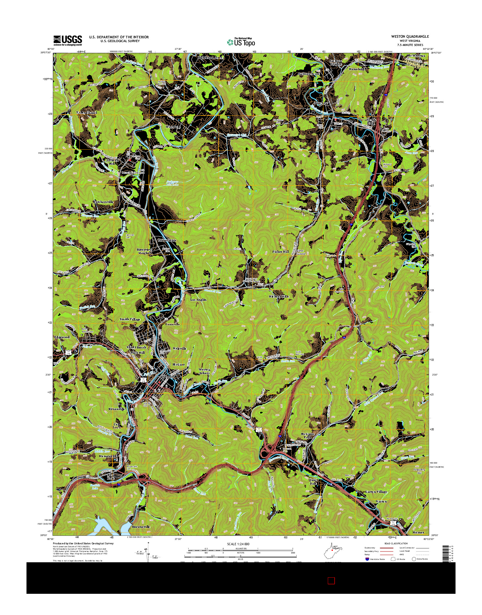 USGS US TOPO 7.5-MINUTE MAP FOR WESTON, WV 2014