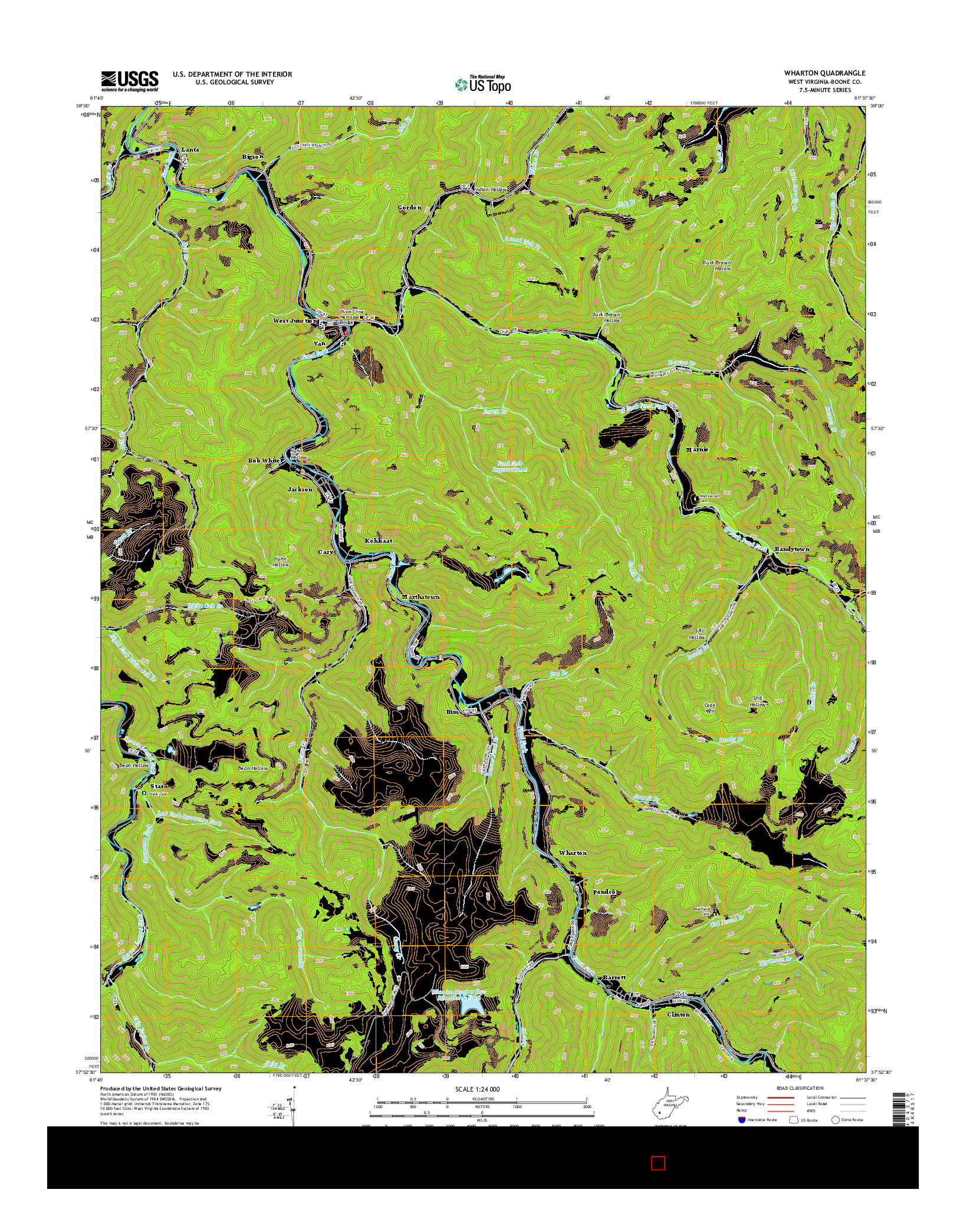 USGS US TOPO 7.5-MINUTE MAP FOR WHARTON, WV 2014