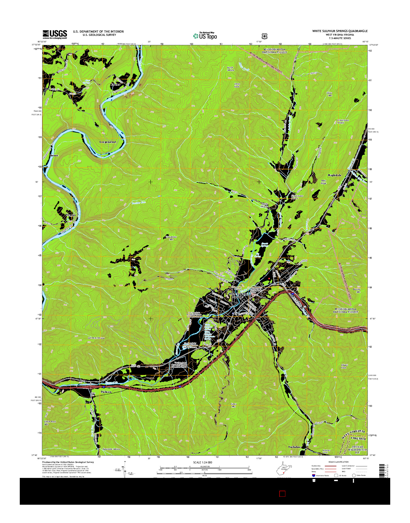 USGS US TOPO 7.5-MINUTE MAP FOR WHITE SULPHUR SPRINGS, WV-VA 2014