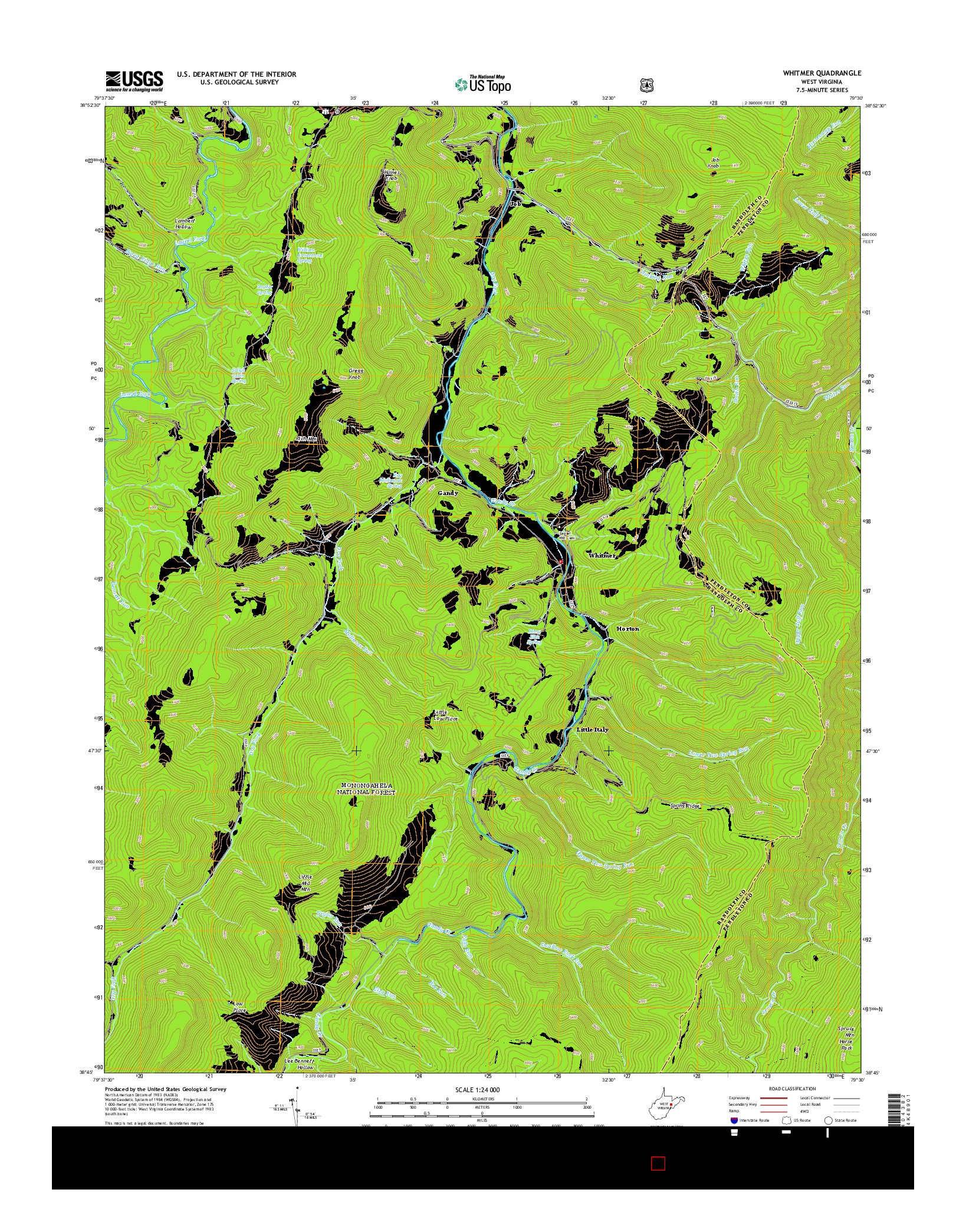 USGS US TOPO 7.5-MINUTE MAP FOR WHITMER, WV 2014