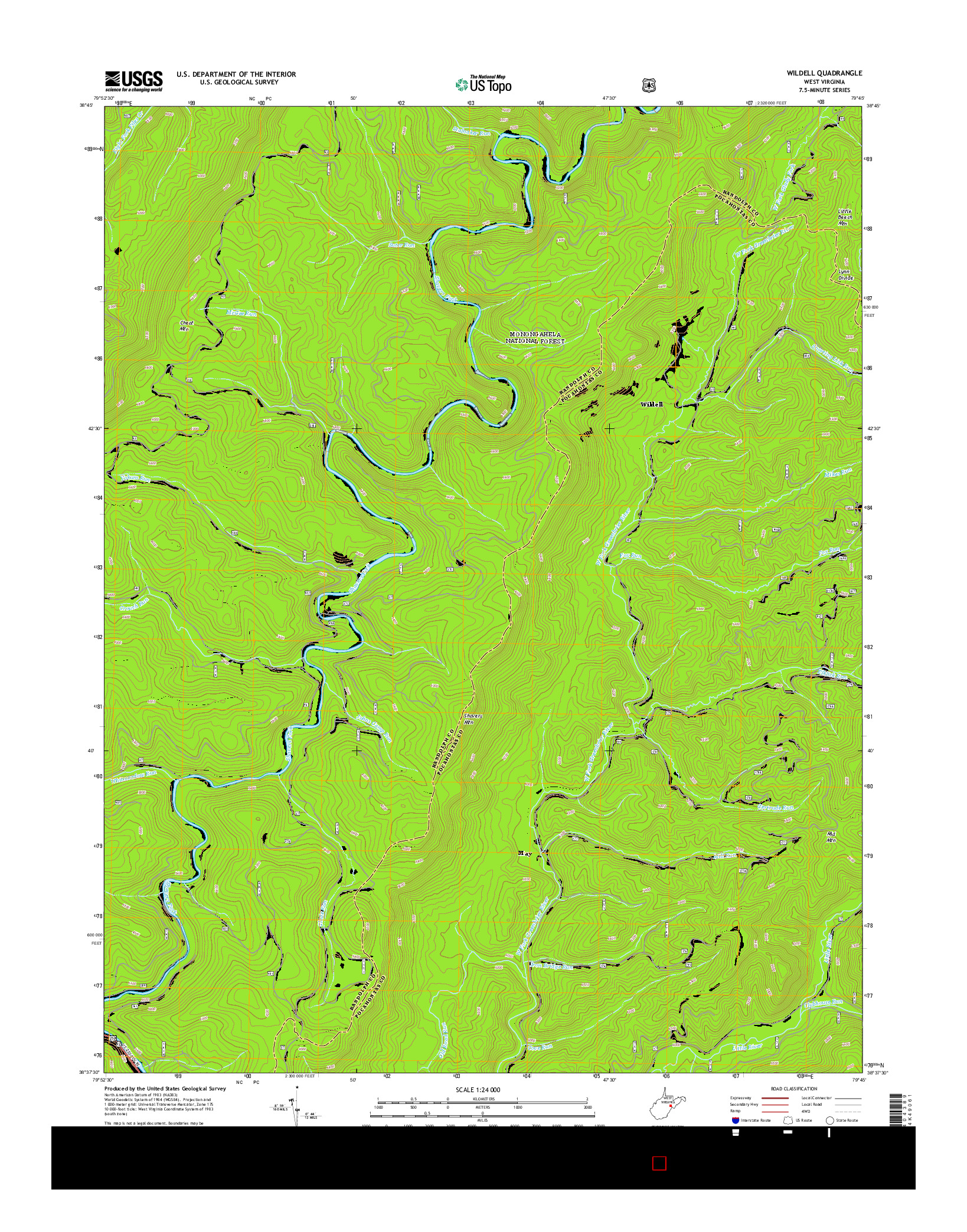 USGS US TOPO 7.5-MINUTE MAP FOR WILDELL, WV 2014