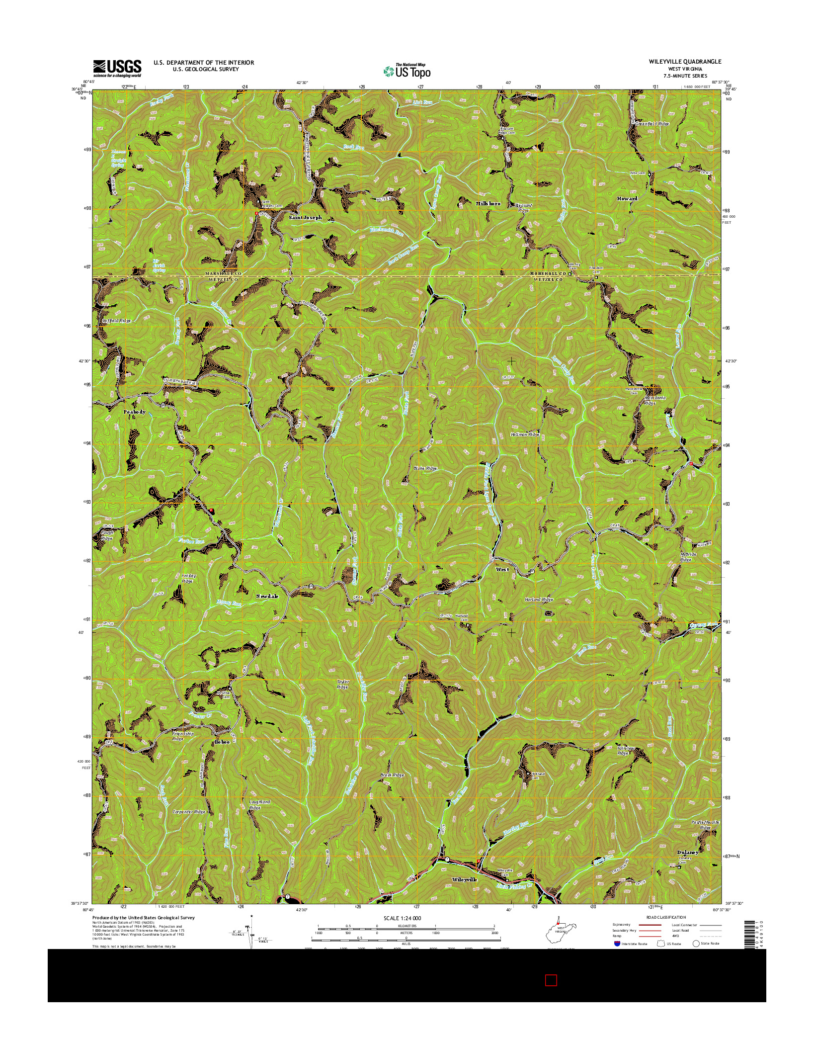 USGS US TOPO 7.5-MINUTE MAP FOR WILEYVILLE, WV 2014