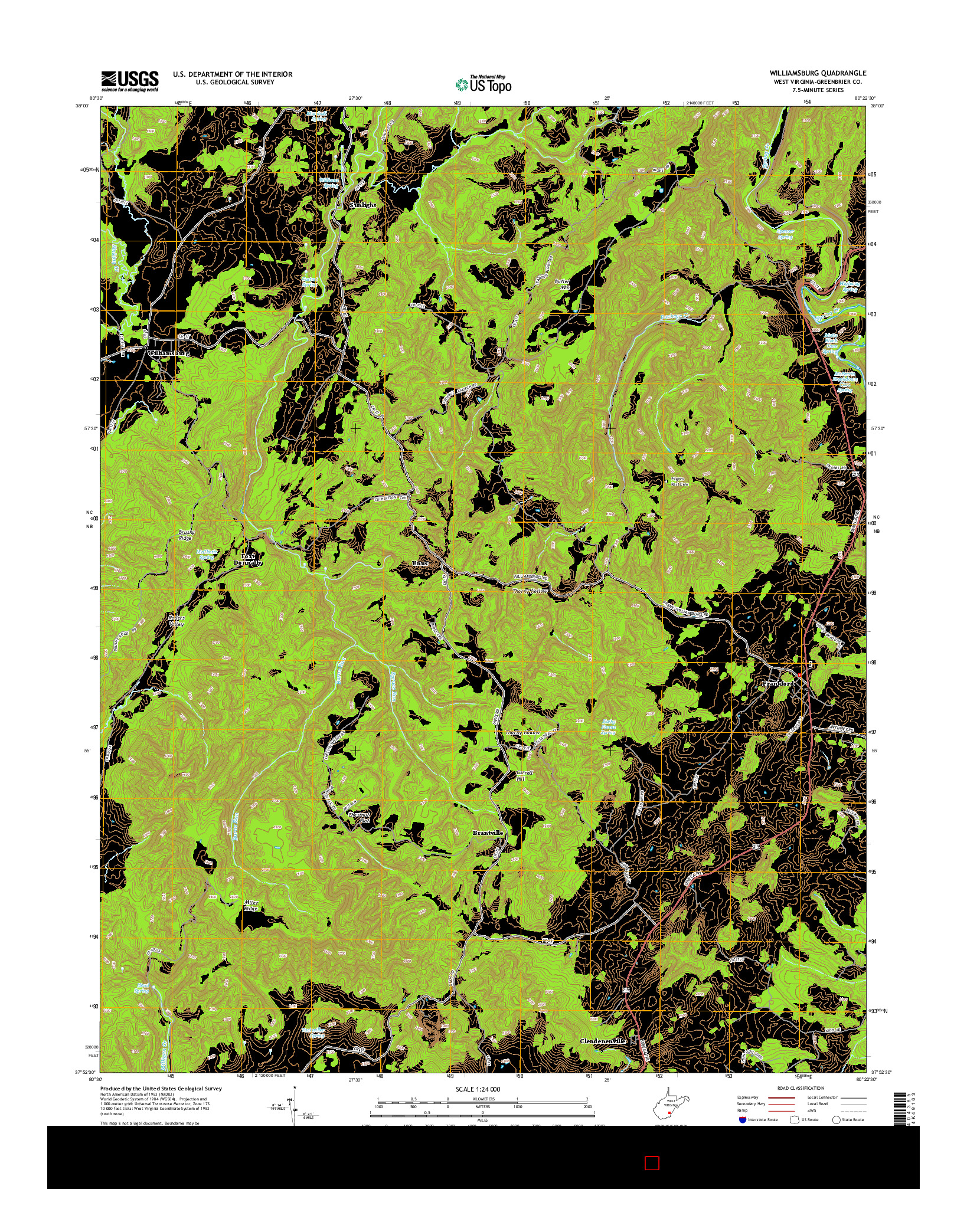 USGS US TOPO 7.5-MINUTE MAP FOR WILLIAMSBURG, WV 2014