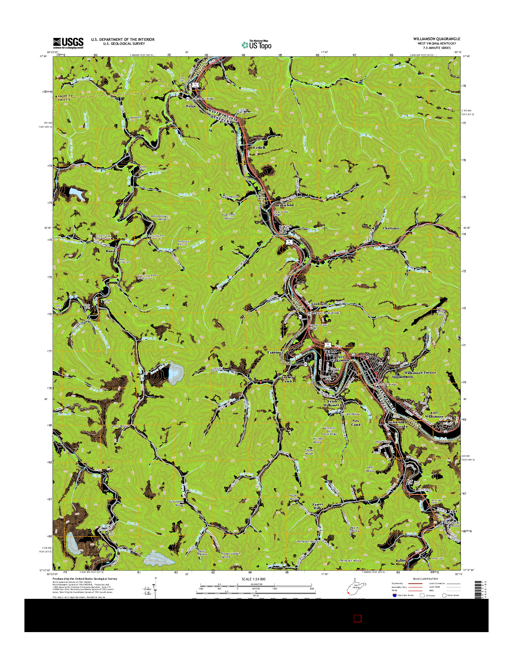 USGS US TOPO 7.5-MINUTE MAP FOR WILLIAMSON, WV-KY 2014