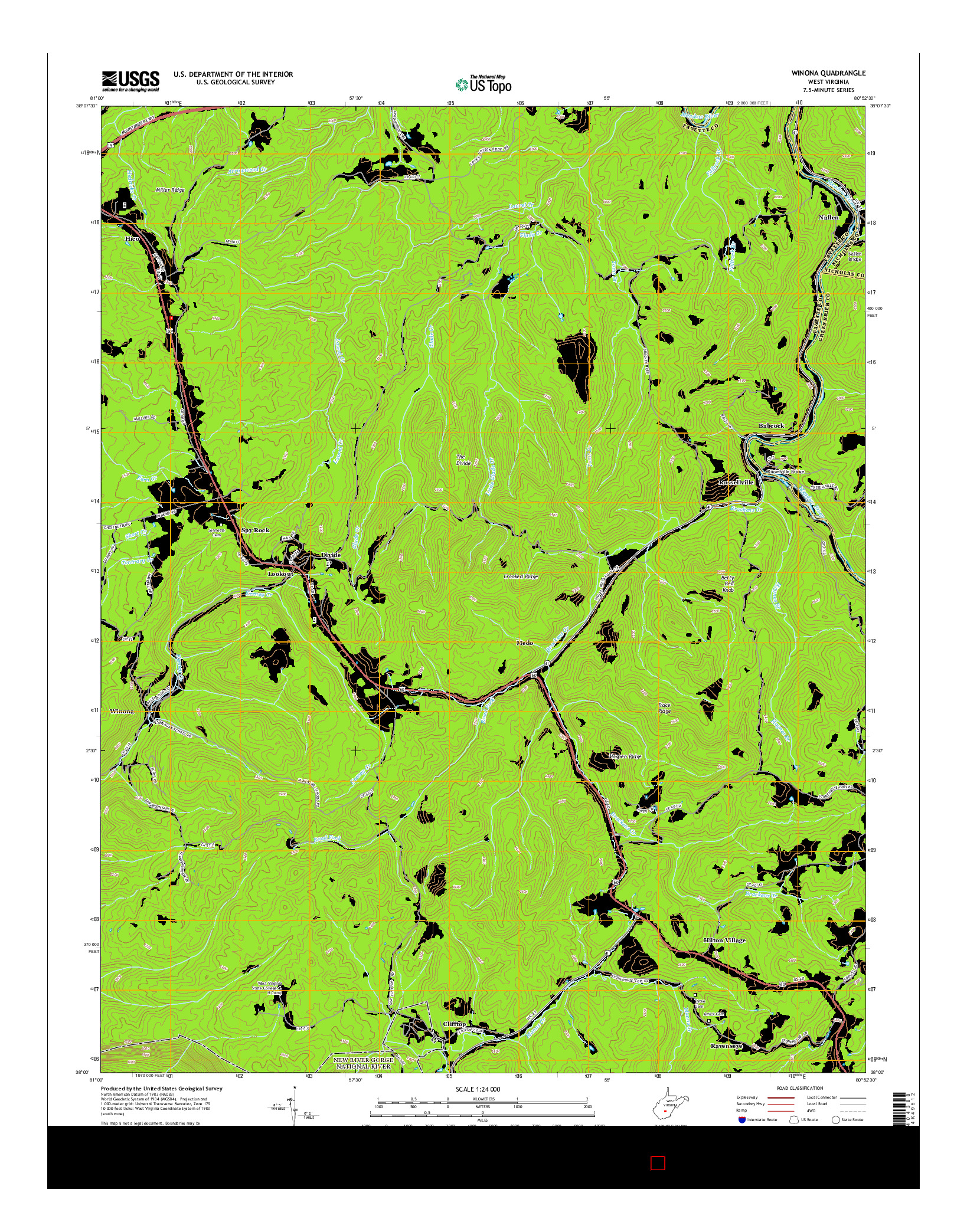 USGS US TOPO 7.5-MINUTE MAP FOR WINONA, WV 2014