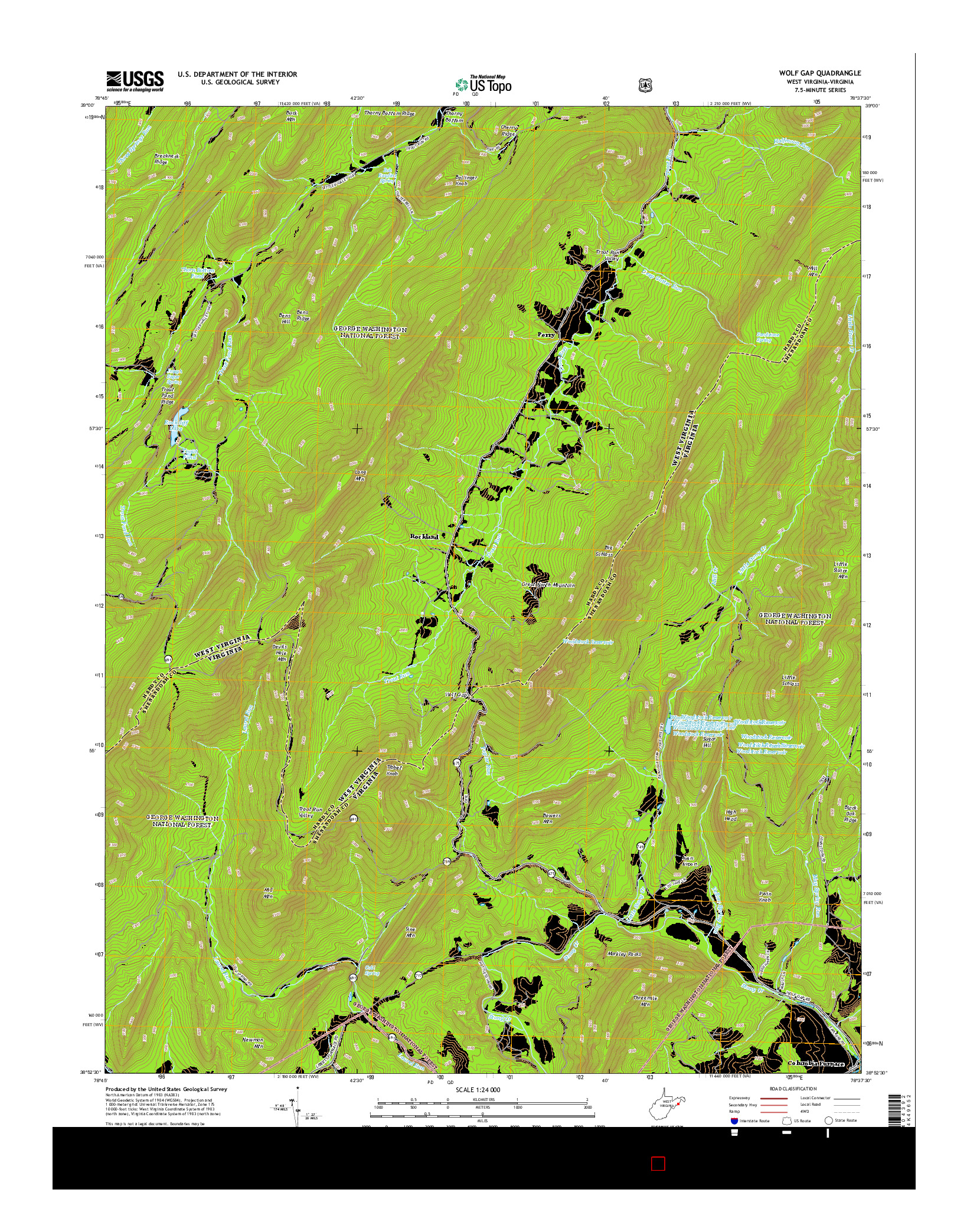 USGS US TOPO 7.5-MINUTE MAP FOR WOLF GAP, WV-VA 2014