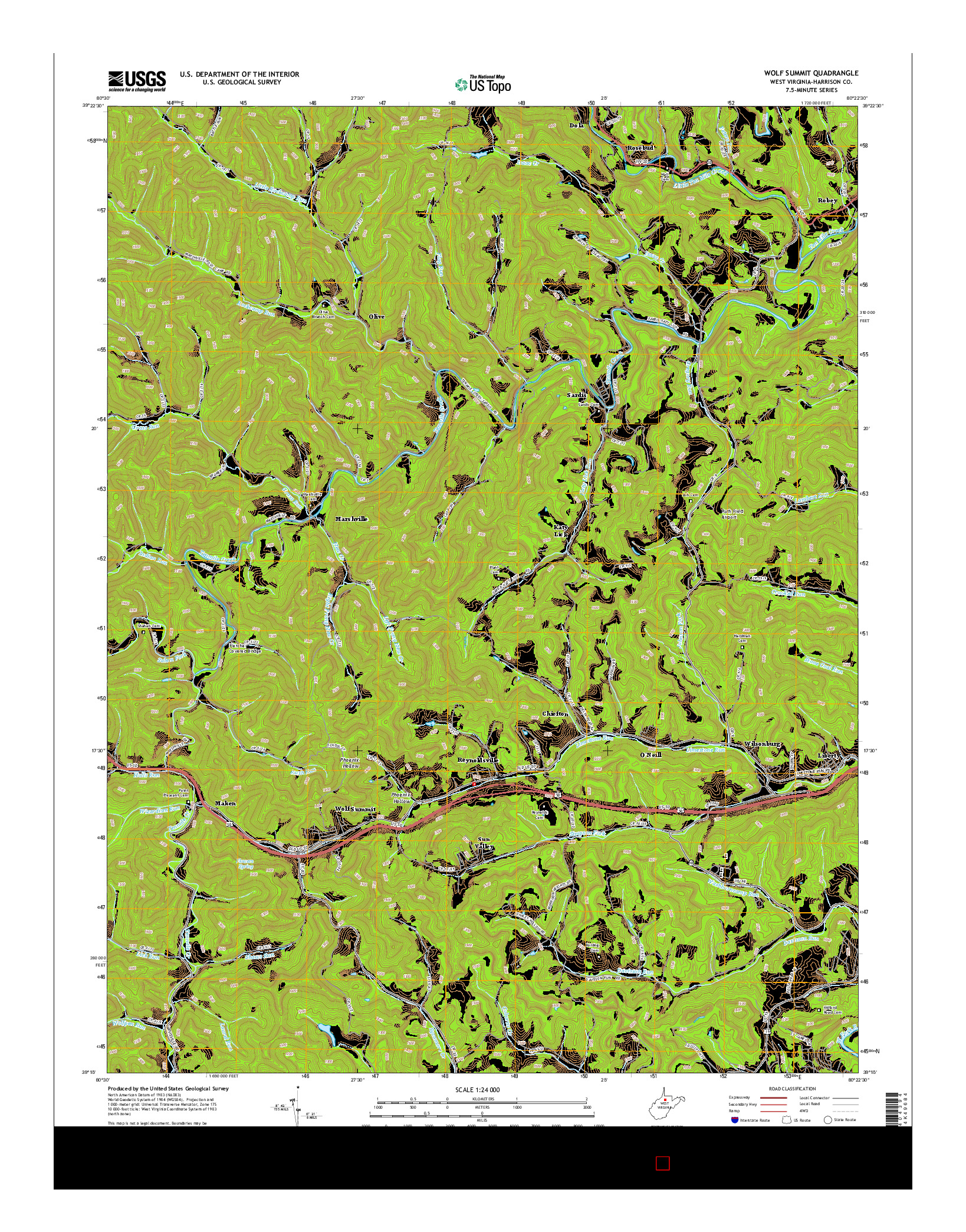 USGS US TOPO 7.5-MINUTE MAP FOR WOLF SUMMIT, WV 2014